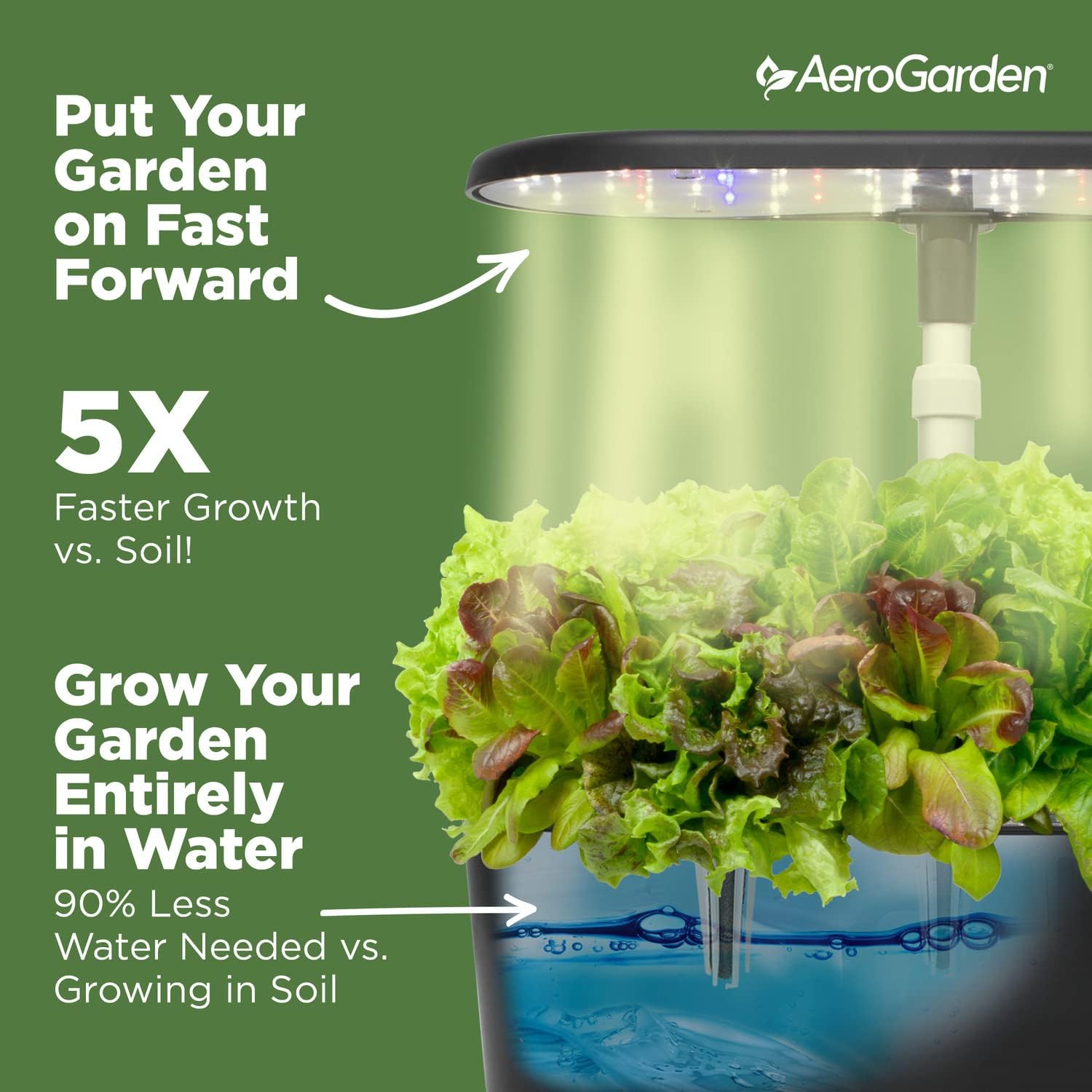 AeroGarden Bounty Basic, Black | Indoor Garden with LED Grow Light
