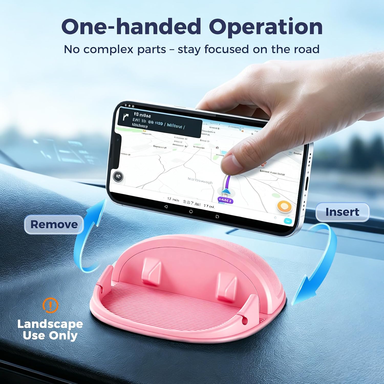 Loncaster Car Phone Holder, Car Phone Mount Silicone Car Pad Mat for Various Dashboards, Slip Free Desk Phone Stand Compatible with iPhone, Samsung, Android Smartphones, GPS Devices and More, Black