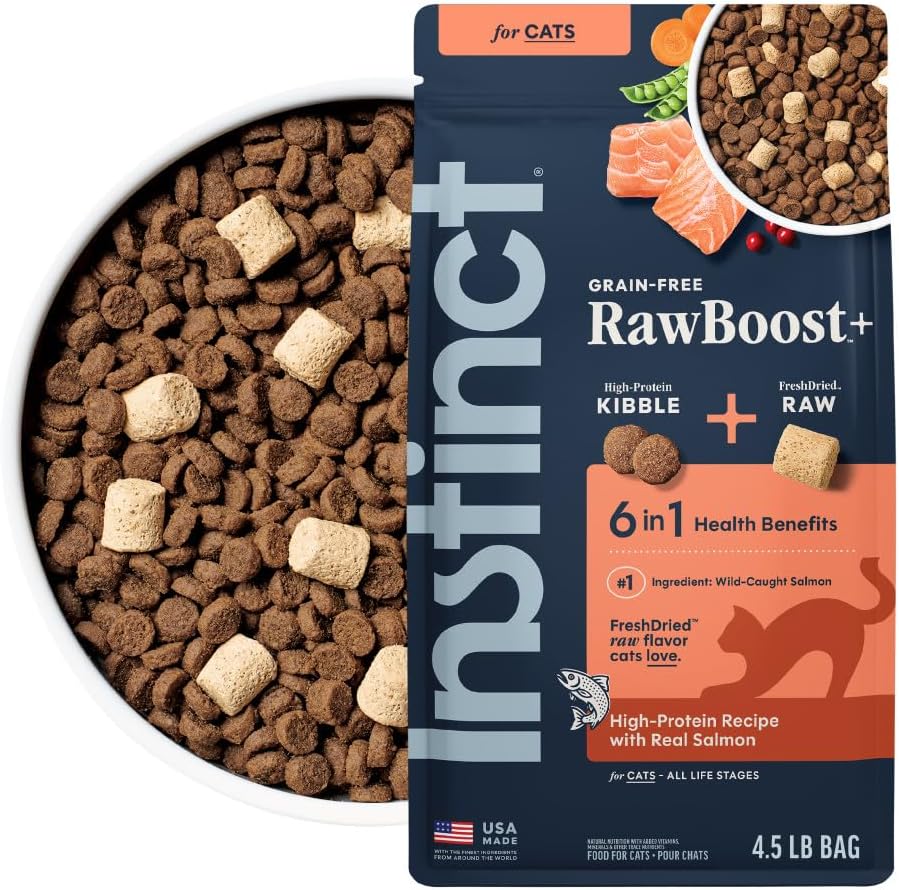 Instinct RawBoost, Dry Cat Food + Freeze Dried, Real Chicken, 10 lb Bag | High-protein kibble with FreshDried raw bites, grain-free, cage-free chicken recipe, minimally processed, complete nutrition