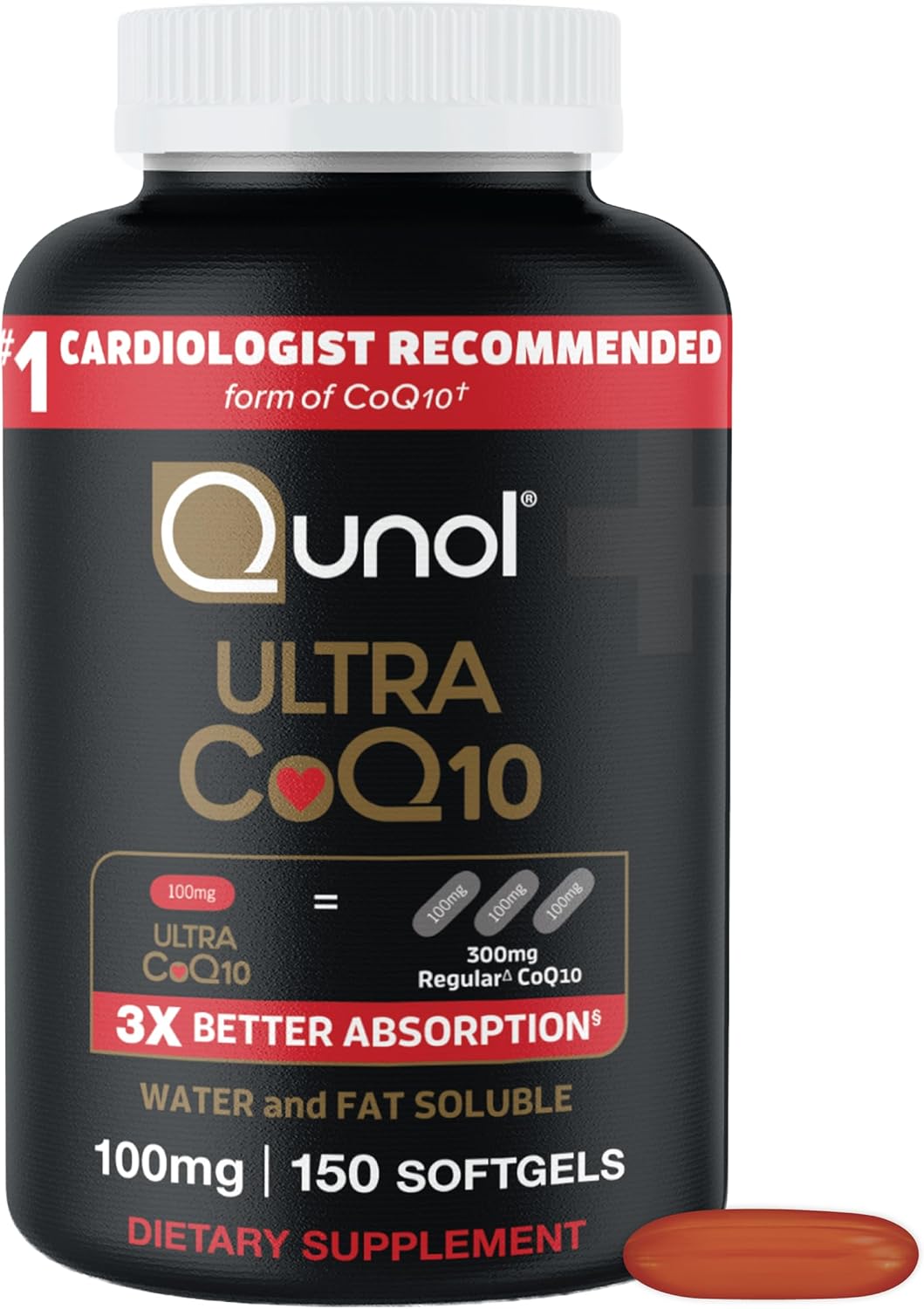 Qunol Ultra CoQ10 100mg, 3X Better Absorption, Antioxidant, 240 Softgels | #1 Cardiologist Recommended Supplement for Heart Health, Coenzyme Q10 Supplement to support Vascular Health & Cellular Energy