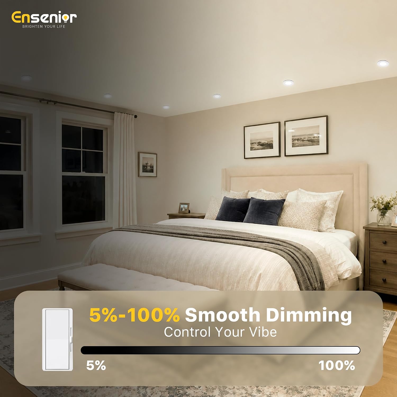 Ensenior 6 Pack 6 Inch LED Recessed Light, 5CCT Dimmable Canless Wafer