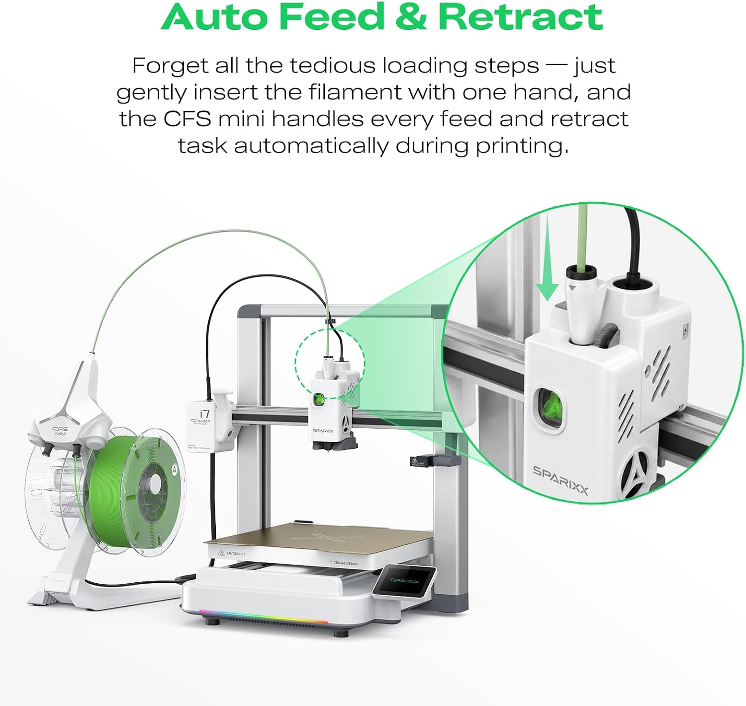 Creality SPARKX i7 Combo 3D Printer, Multi Color with CFS Lite High Speed AI Photo-to-3D Printing 95% Pre-Assemble Auto-Leveling Custom RGB Quick-Swap Essential Parts 10.24×10.24×10 inch