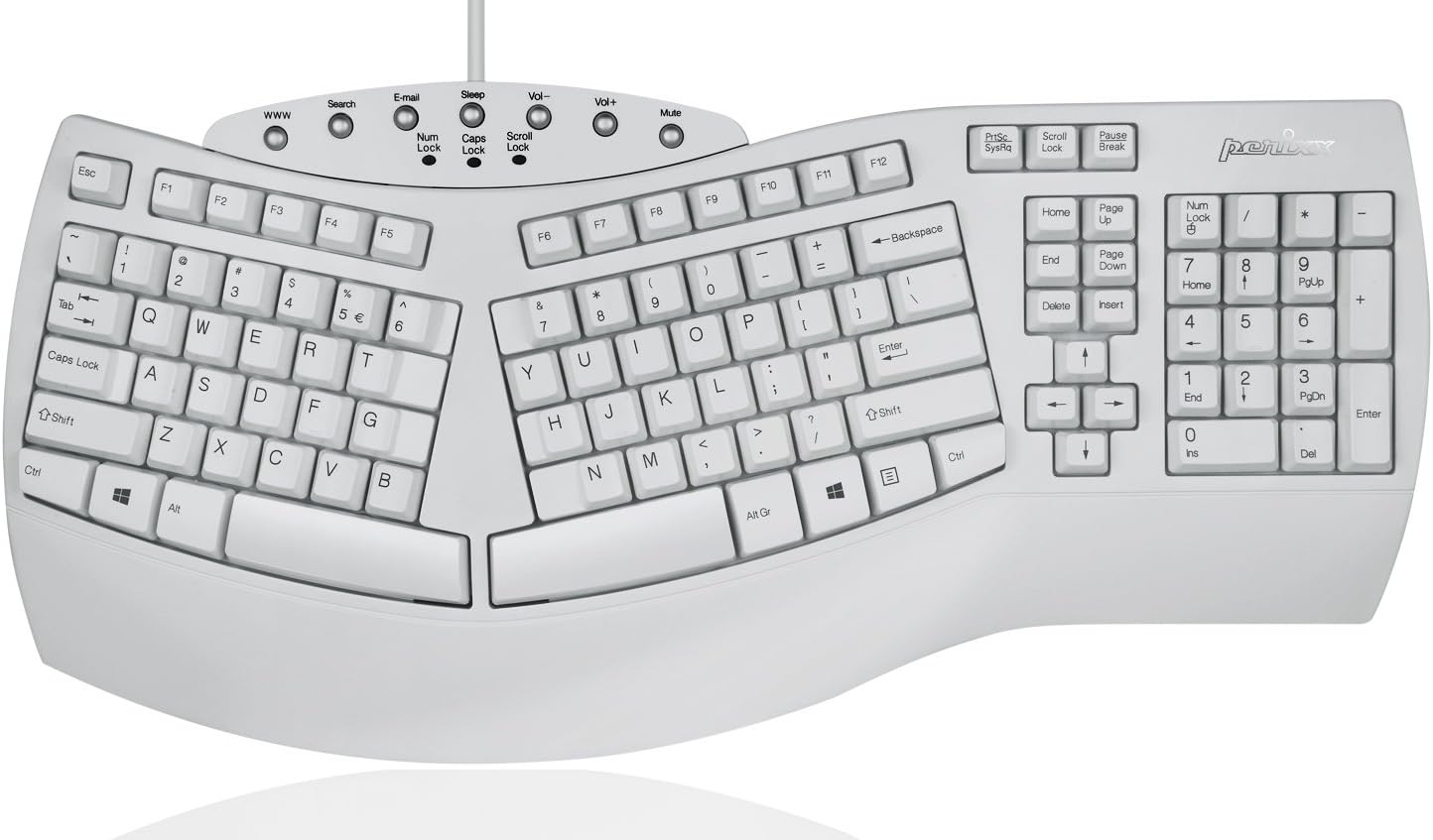 Perixx PERIBOARD-512B Wired Ergonomic Keyboard - Split Keyboard, Wrist Rest, Natural Typing - Wired USB Connectivity - US English - Black