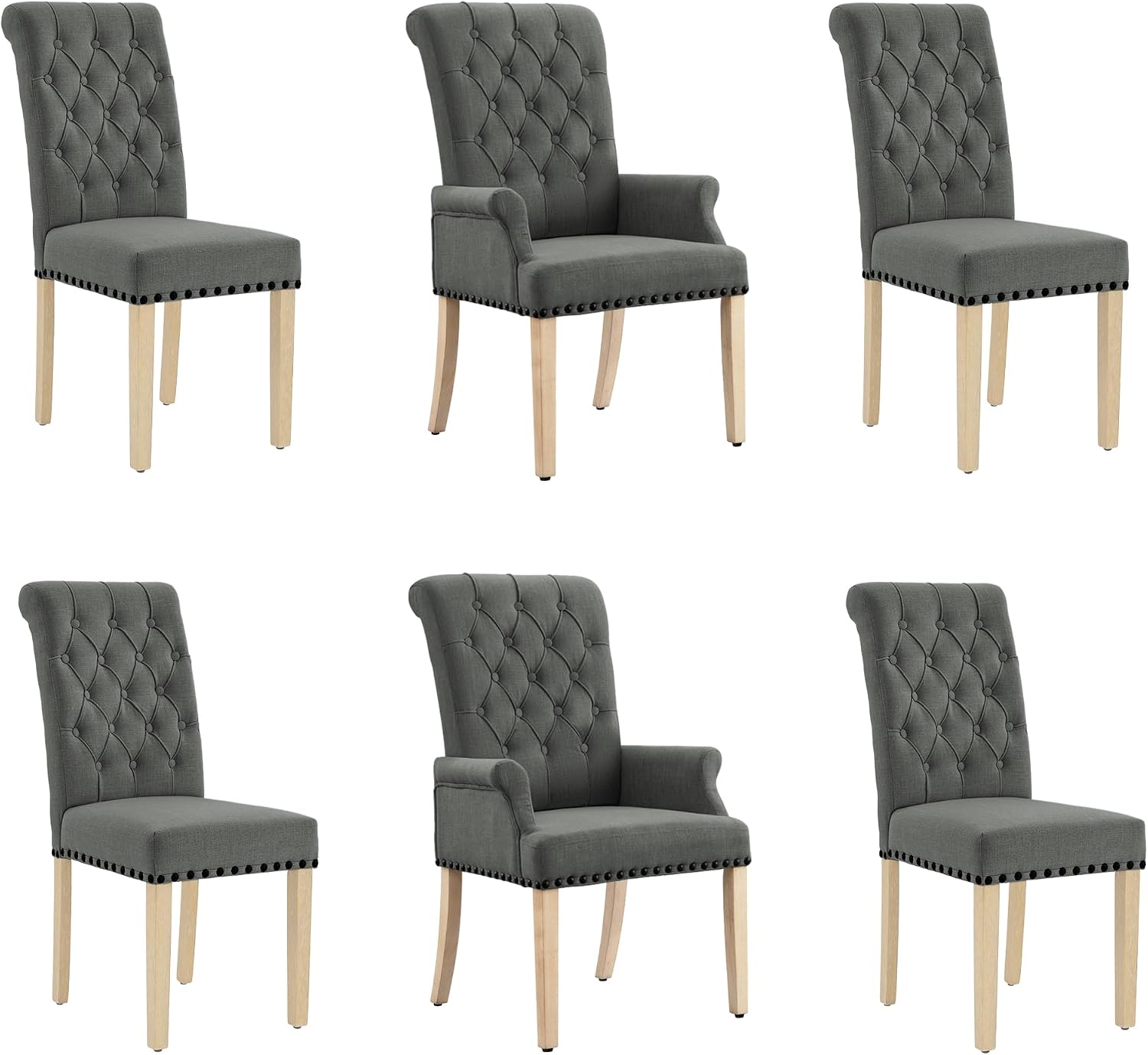 adochr Dining Chairs with Arms,Linen High Back Dining Room Chairs, Beige