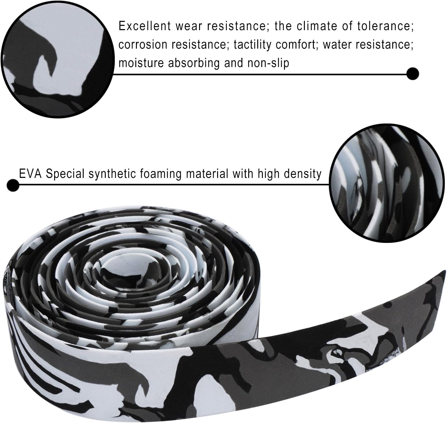TOPCABIN Comfort Gel Road Bike EVA Handlebar Tape Bike Bar Tape Camouflage Series Tape with Reflective Bar Plugs