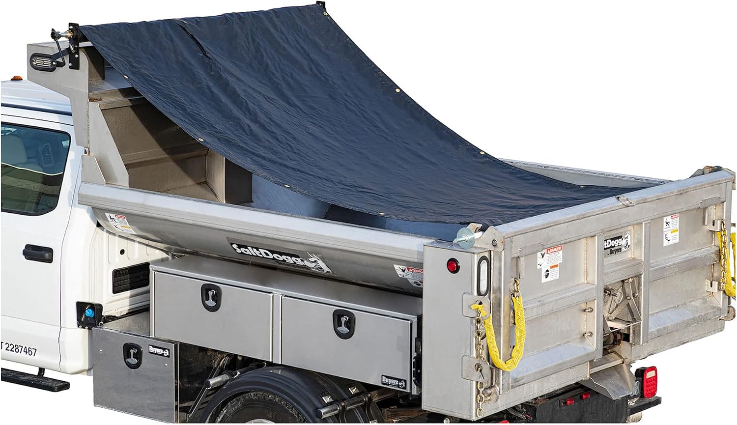 Buyers Products DTR7018 Aluminum Tarp System with Mesh Tarp, 7 x 18 Feet – Dump Body Tarp Kit, Dump Trailer Accessories, Heavy Duty Double-Stitched Hems, Brass Grommets, Telescoping Roller