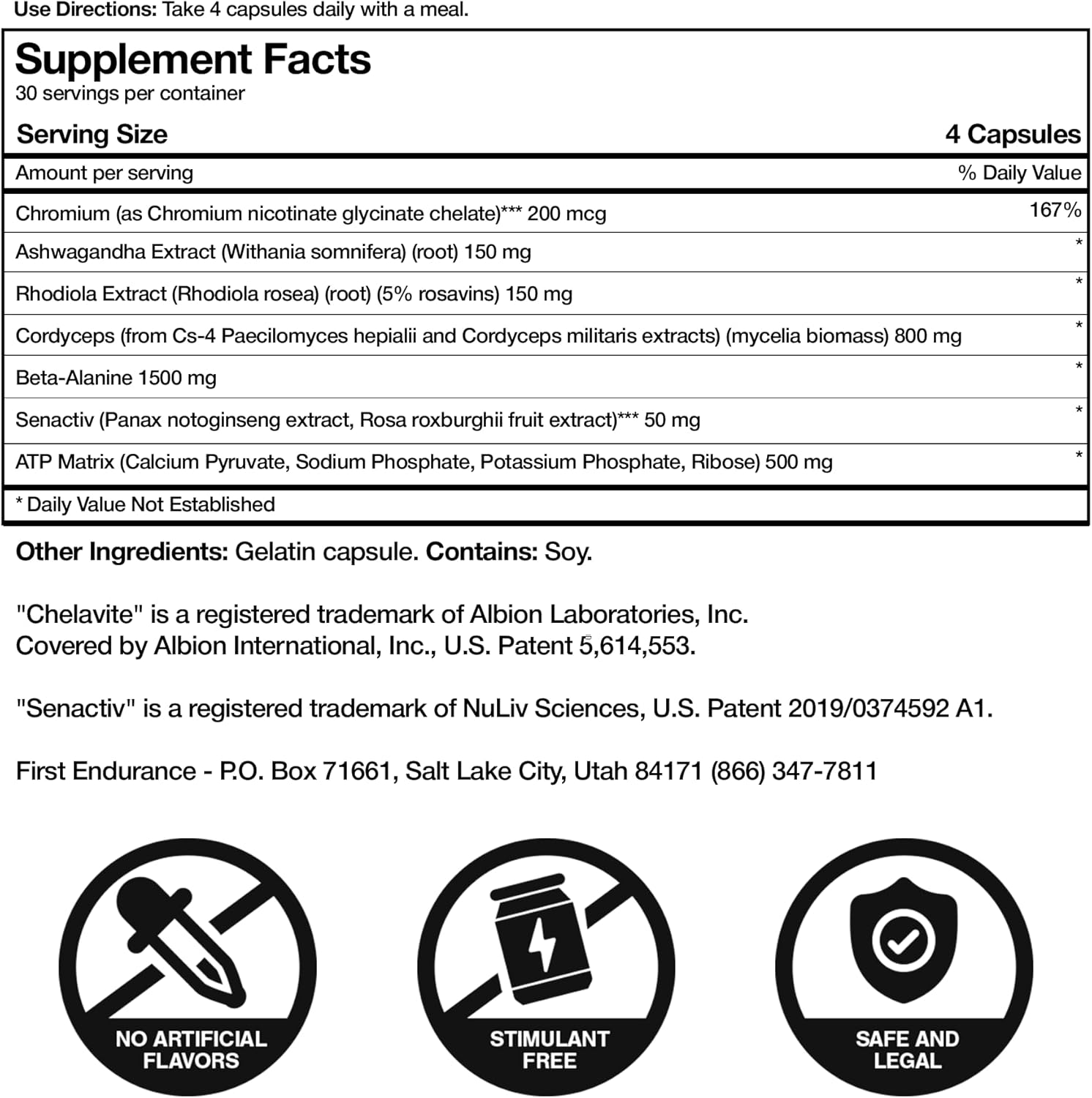 FIRST ENDURANCE OptygenHP - Premium Endurance Supplement | Boost Power | Increase Performance and Endurance | Improves Oxygen Utilization| 120