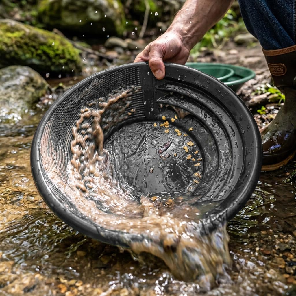 Complete Gold Mining Kit, Folding 50 inch River Sluice Box, Prospecting Equipment, Rock Pick Hammer, Gold Classifiers, Pay Dirt Scoop