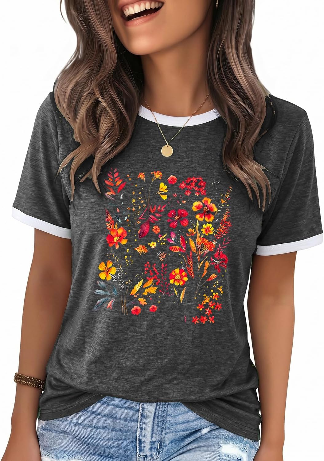 YEXIPO Graphic Tees for Women Short Sleeve Summer Tops Casual Cute T Shirts