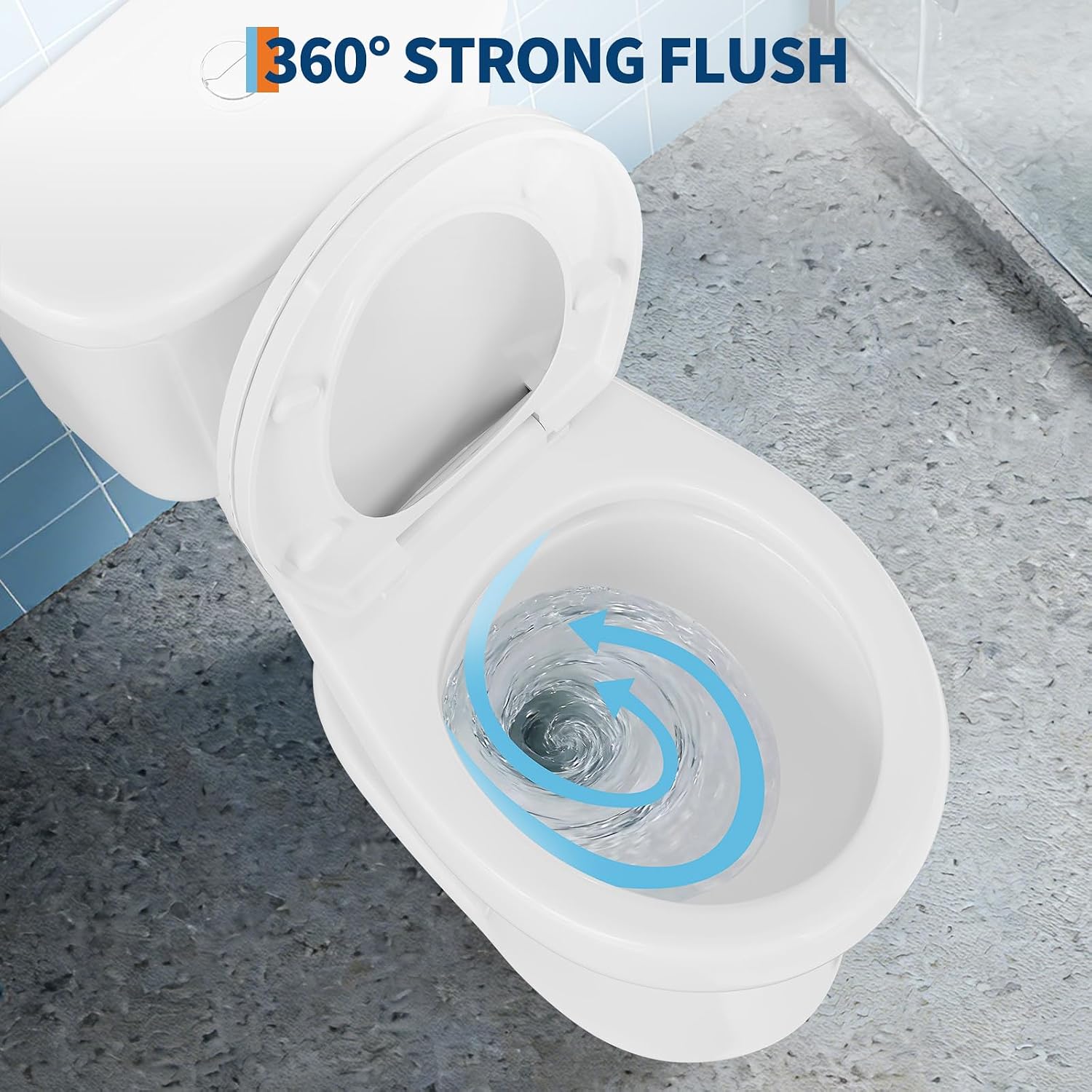 Two-Piece Toilets for Bathrooms, Comfort ADA Toilet with 19" Height, Elongated with Soft Close Seat, Power Flush 1.28 GPF