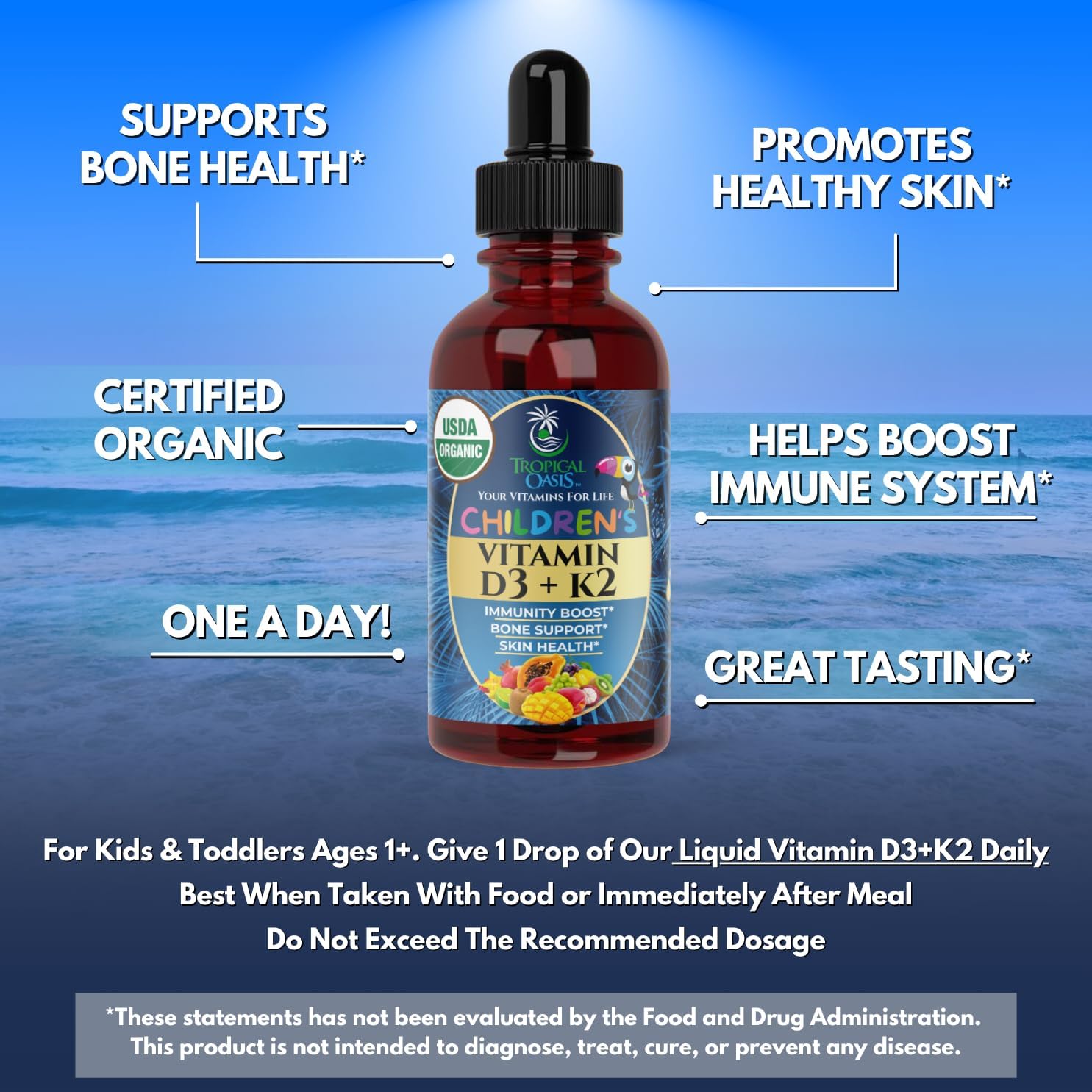 Premium Liquid Multivitamin For Kids | Sugar Free Kids Vitamins | 100% DV of 14 Vitamins for Kids | Multivitamin for Children Ages 4+ | Great Tasting, Non-GMO, Max 98% Absorption Rate- 16 oz, 32 Serv