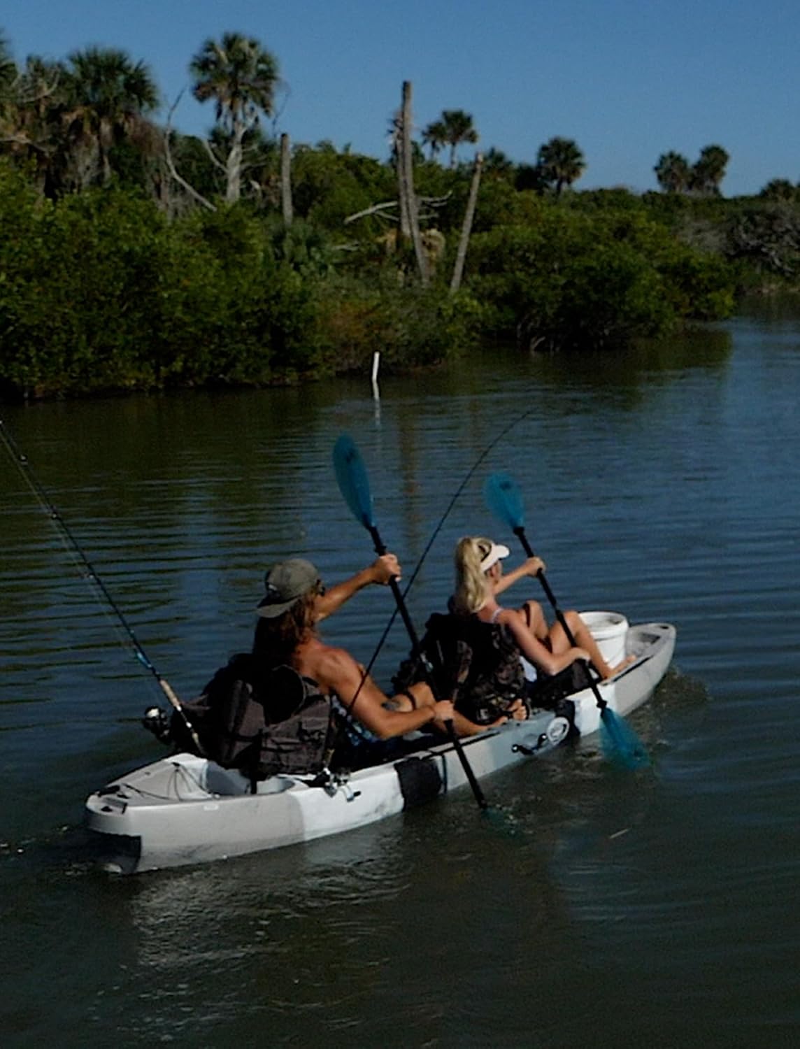 BKC Brooklyn 13.0 Pro Tandem Fishing Kayak, 2 to 3 Person | 800 lb capacity, adjustable frame seats, large dry storage, rod holders, stable wide hull, tandem or solo paddling