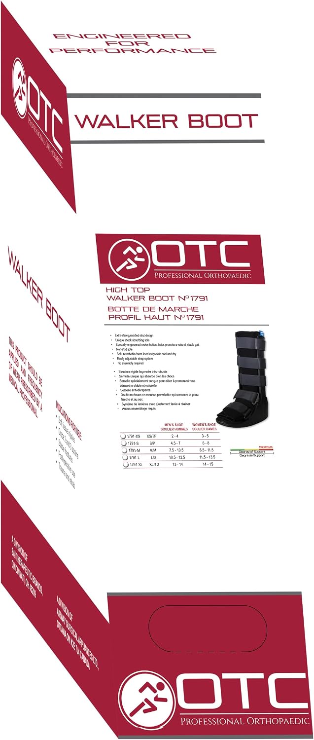 OTC Walker Boot Delux Short Low Top Leg Cast, Black, X-Small