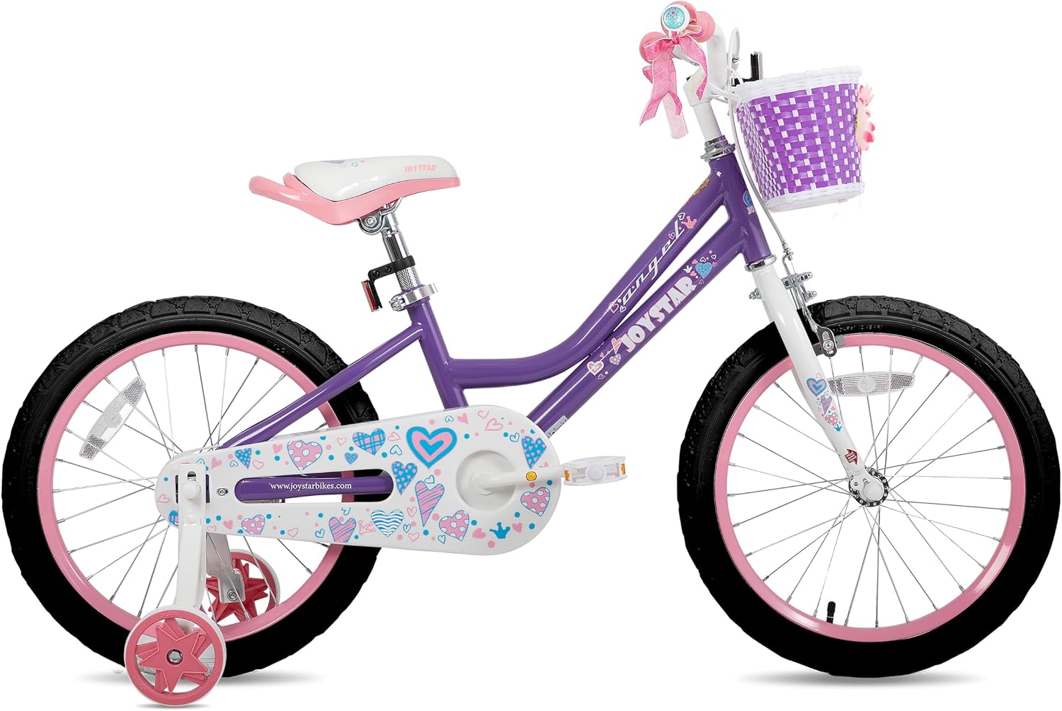 JOYSTAR Angel Girls Bike for Toddlers and Kids Ages 2-12 Years | 12-20 Inch Kids Bike with Training Wheels & Basket, 20 24“ Bicycle with Kickstand