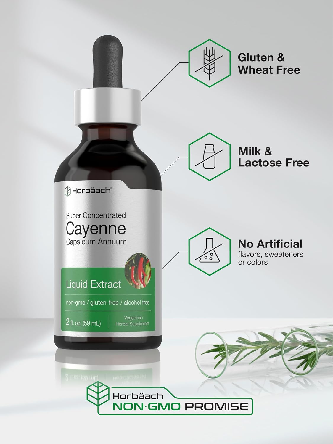 Horbaach Cayenne Pepper Drops | 2 fl oz | Liquid Extract Supplement
