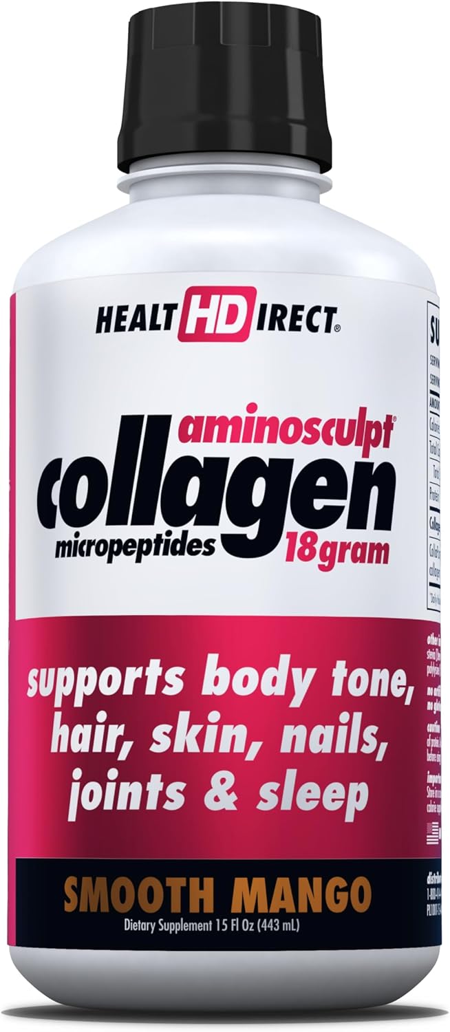 HEALTH DIRECT AminoSculpt Sugar-Free Liquid Collagen, Tart Cherry, 30 oz | High-Potency Collagen for Men & Women. Supports Hair, Skin, Nails & Joints. Medical-Grade, No Mixing, Non-GMO & Grass-Fed