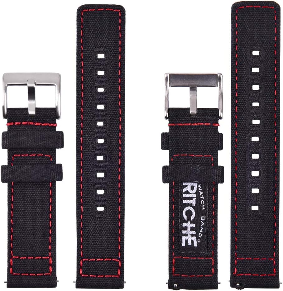 Ritche Christmas Gift Canvas Vintage Quick Release Watch Band 18mm 20mm 22mm 24mm Replacement Watch Straps for Men Women, White Elephant Gifts, Stocking Stuffers for Men, Father's Day gifts
