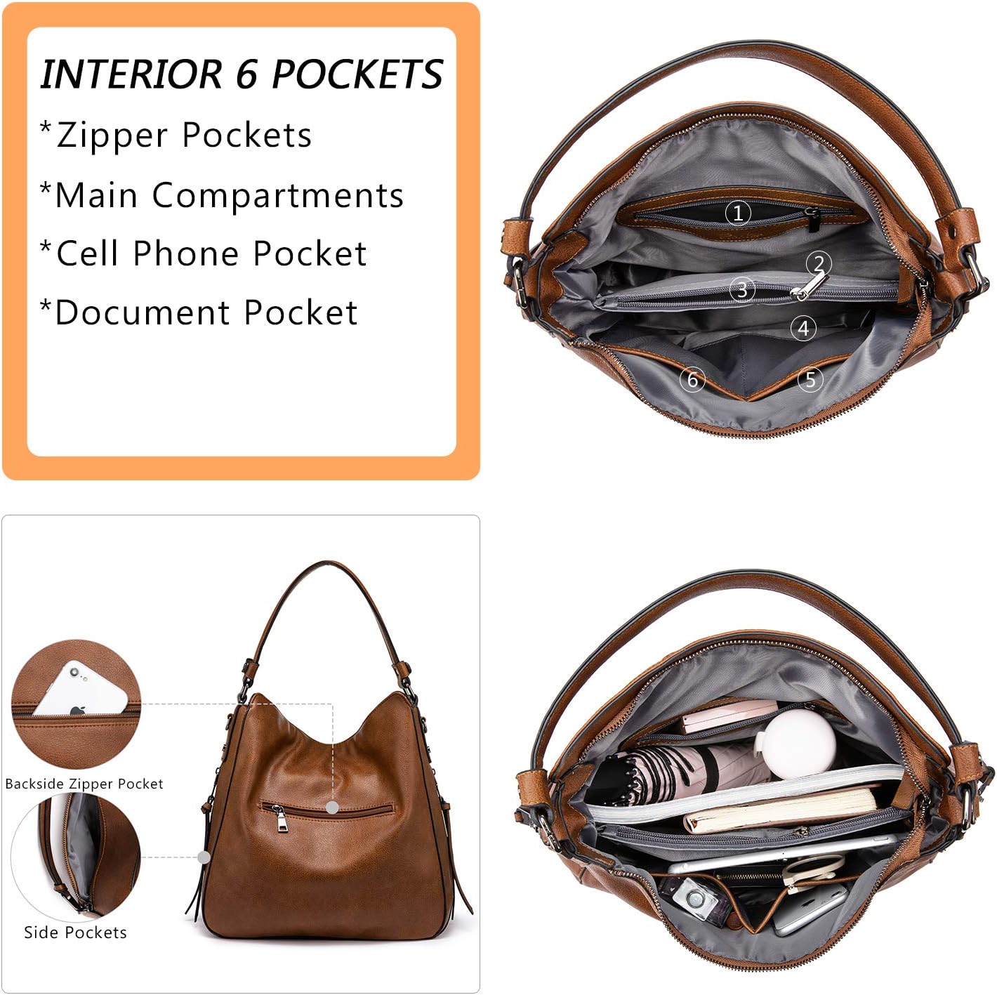 Hobo Crossbody Bag for Women, Designer Shoulder Purse Handbags