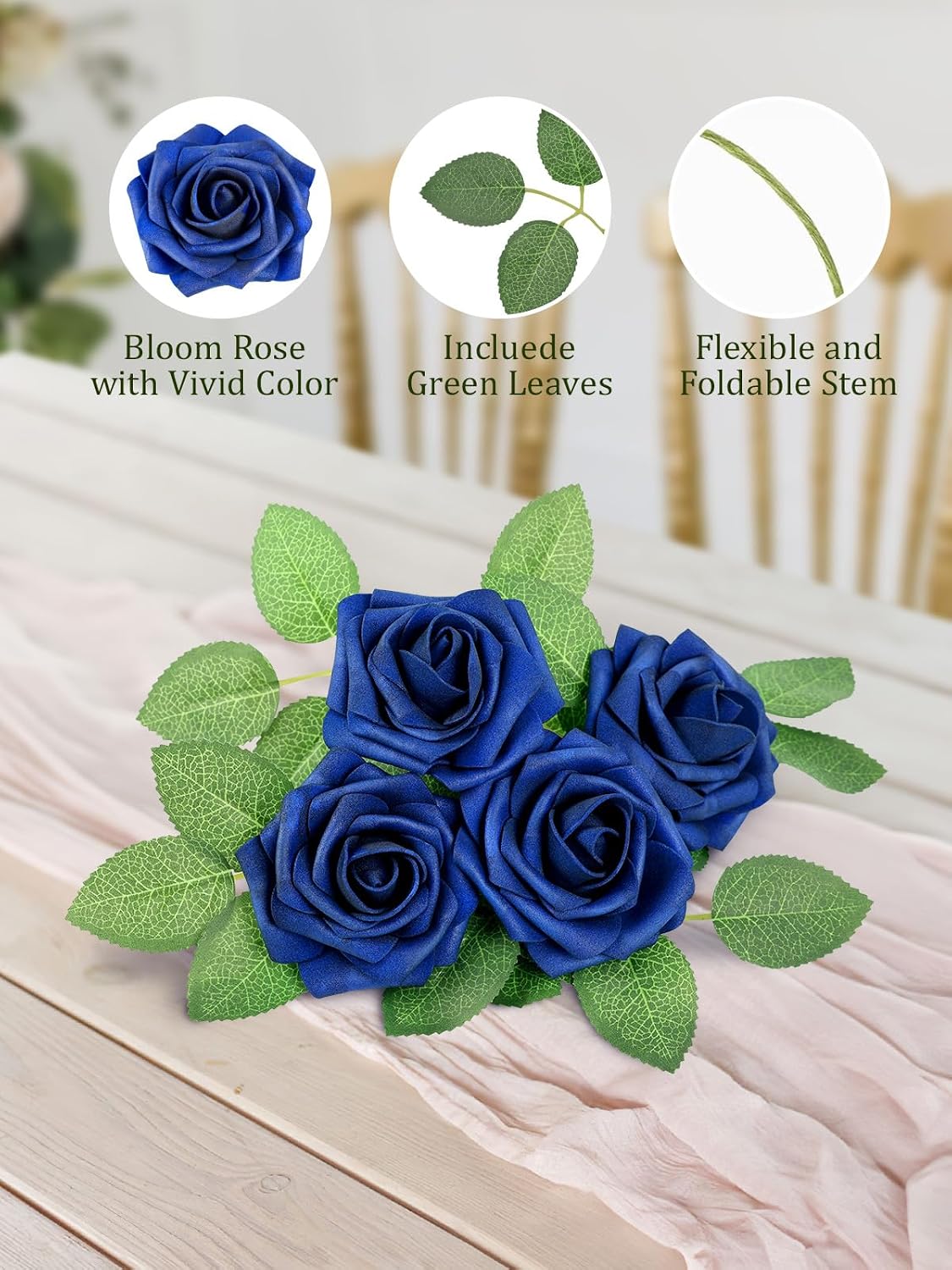 30PCS Yellow Artificial Flowers, Real Touch Fake Roses for Fall Decorations