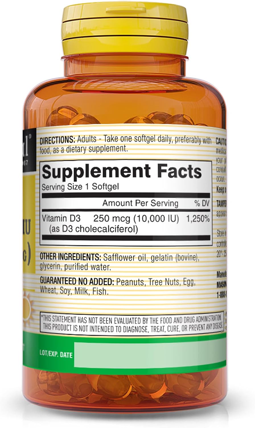 MASON NATURAL Vitamin D3 2000 IU Ultra Strength, 180 Day Supply