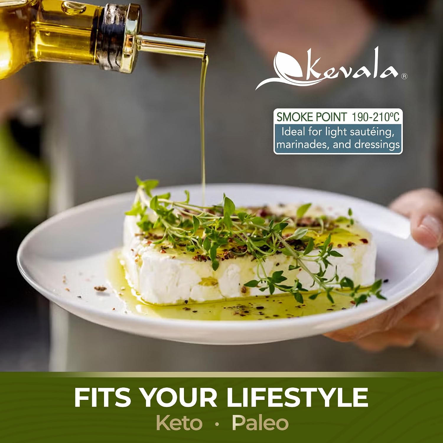 Kevala Extra Virgin Organic Olive Oil - 1/2 gal, Unrefined Cooking Oil | 64 oz, Cold Pressed, No Preservatives, Made with Selected Fresh Olives, Natural Kitchen Pantry Essential, Easy Storage