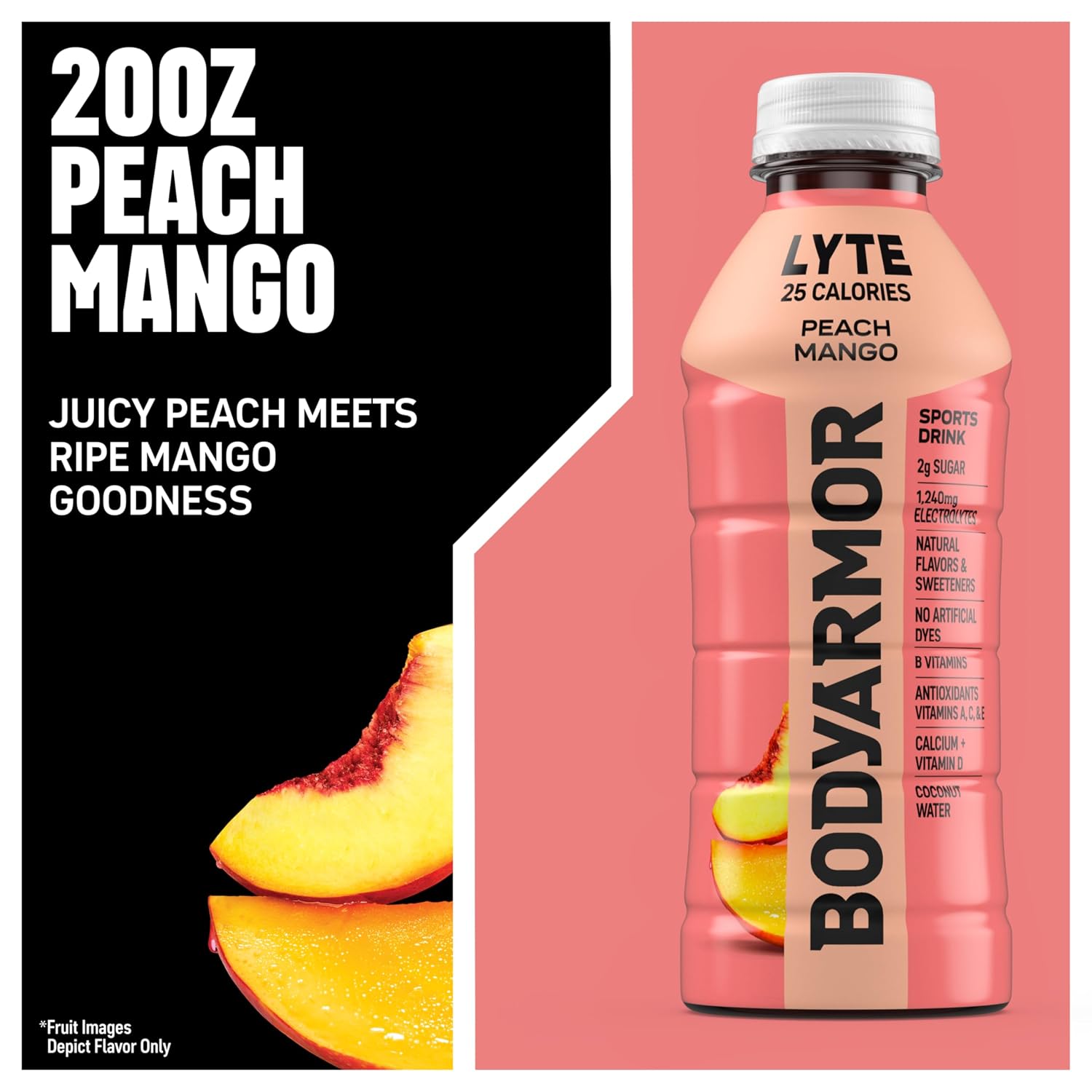 BODYARMOR LYTE Sports Drink, Peach Mango Electrolyte Drink, 12 Oz (8 Pk)