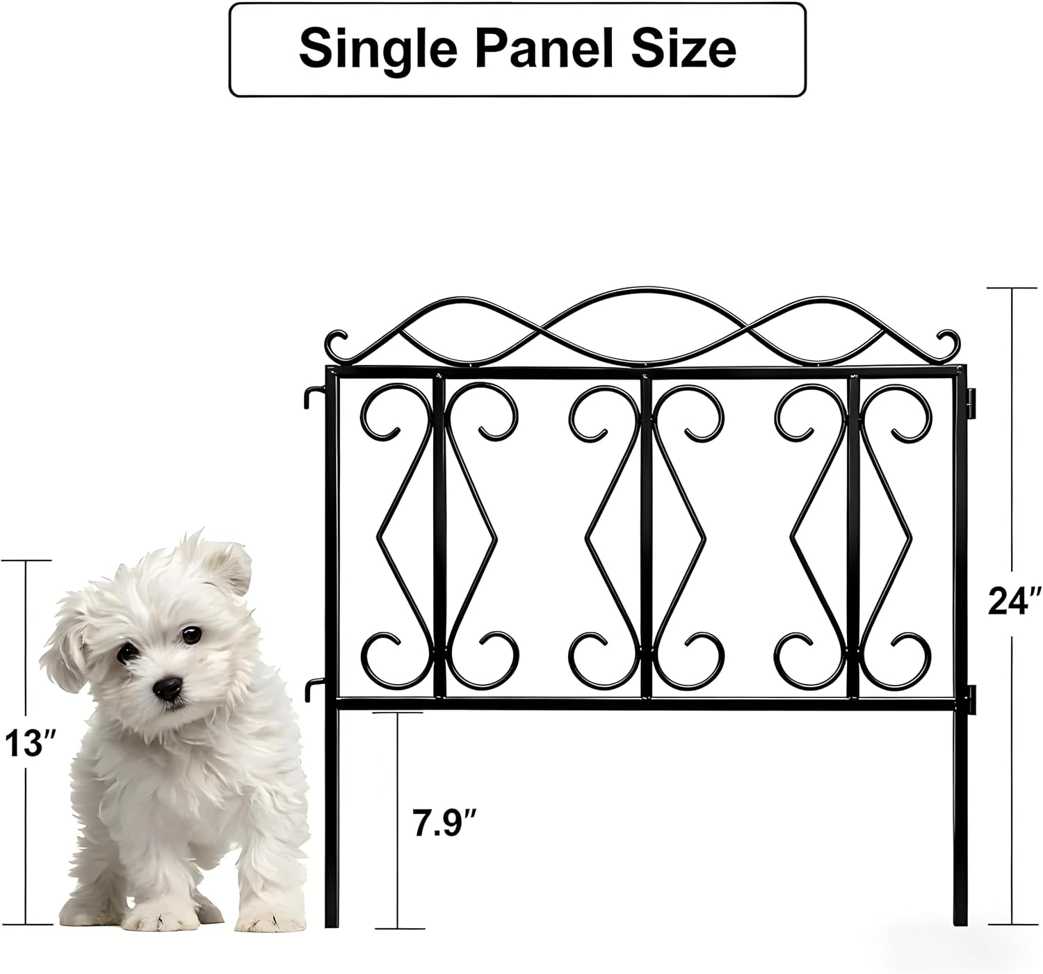 AMAGABELI 10 Panels 17in(H)×10ft(L) Decorative Garden Fences and Borders for Dogs No Dig Rustproof Metal Fence Panels Garden Edging Border Animal Barrier Fencing for Flower Beds Yard Patio Decor Black