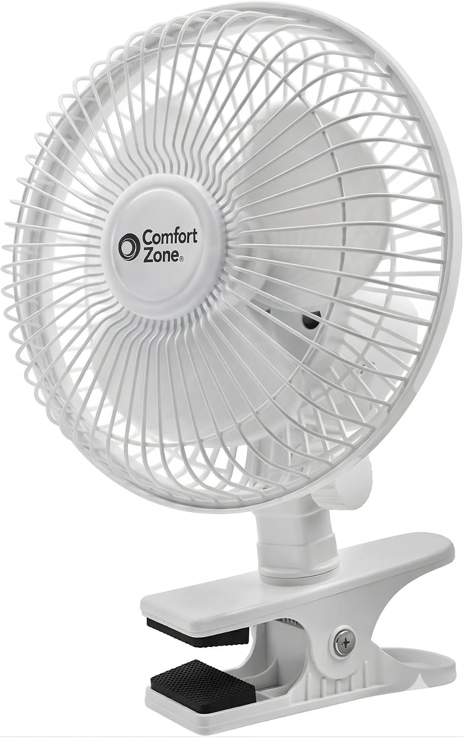 Comfort Zone Portable Clip on Fan with Fully Adjustable Tilt, Electric, 6 inch, Quiet, Indoor, 2 Speed, Mini Desk Fan, Table Fan, Airflow 6.53 ft/sec, Ideal for Home, Bedroom, Dorm & Office, CZ6C