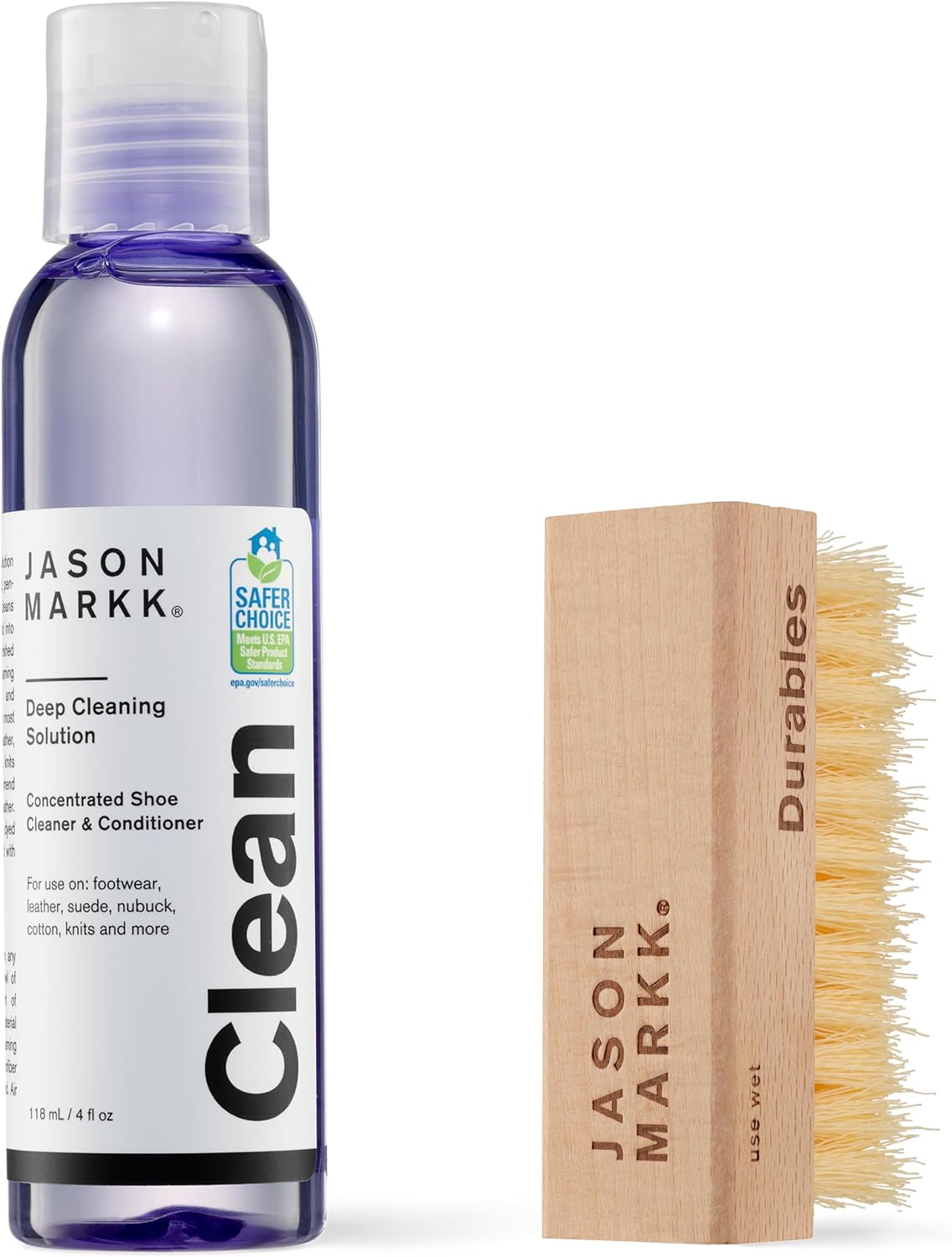 Jason Markk Essential Kit, Shoe Cleaner, 2-Piece Set, Deep Cleaning Solution & Durables Brush, Sneaker Care, Ideal for Footwear, Safe for Midsoles