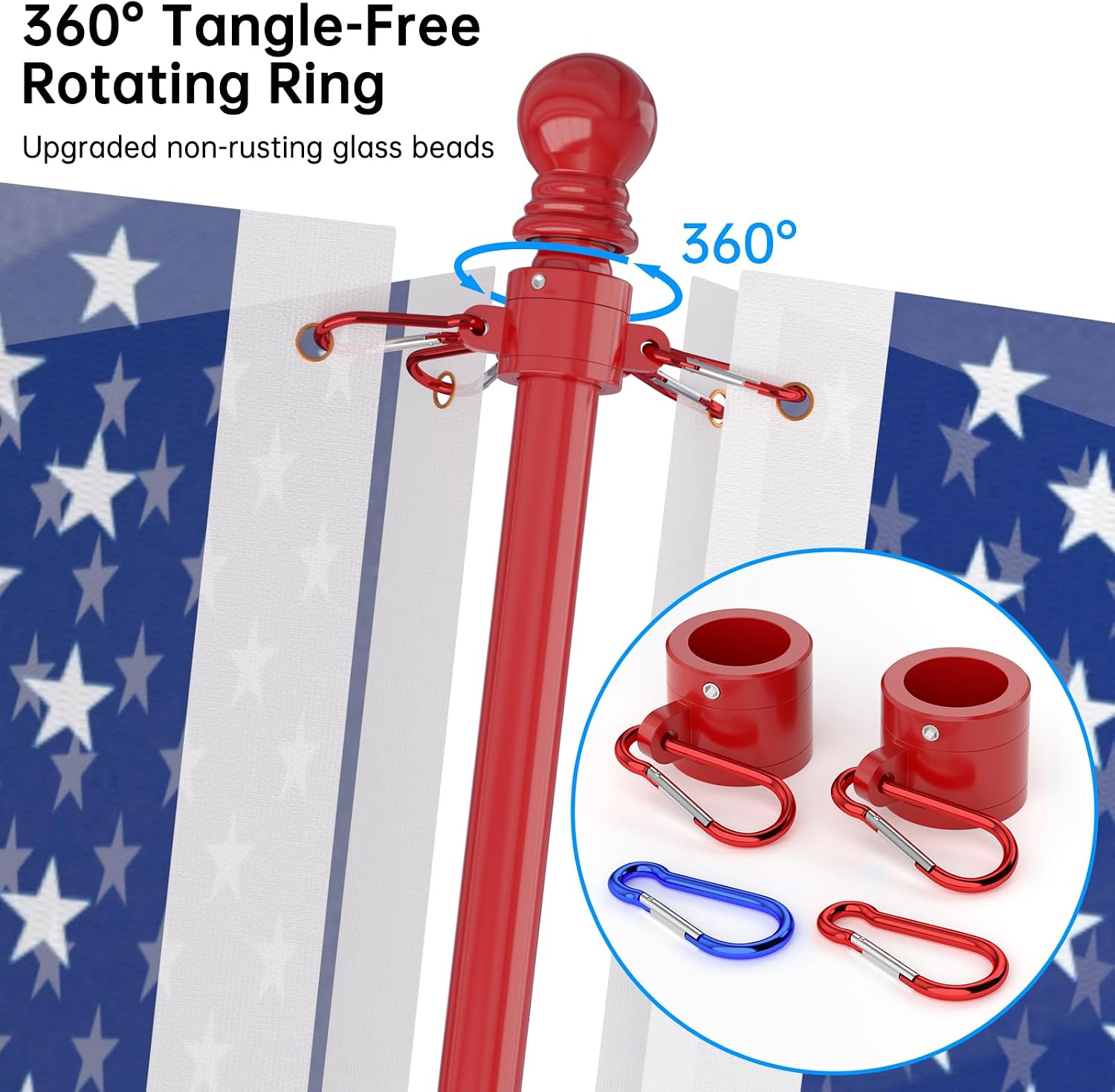 ZMTECH Flag Pole - Upgraded Bracket, 6 FT Stainless Steel Flag Poles for Outside House, Residential or Commerical