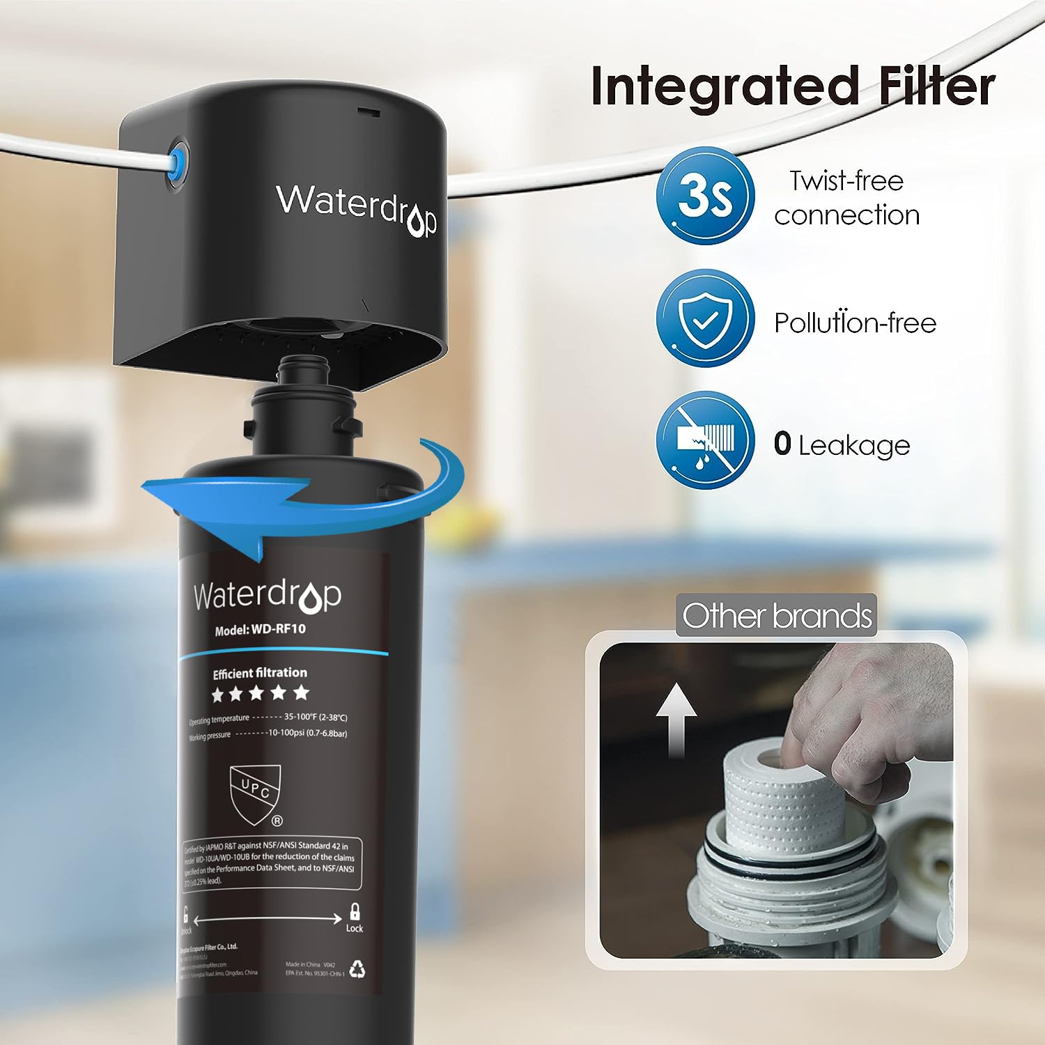Waterdrop 10UB Under Sink Water Filter System with Dedicated Faucet