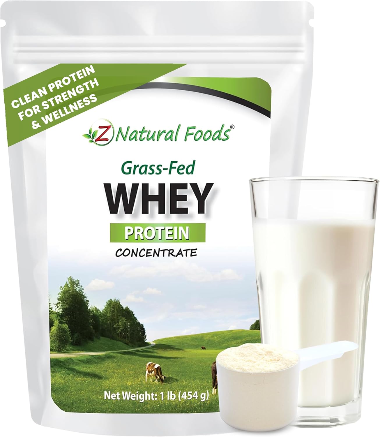 Z Natural Foods Grass-Fed Whey Protein Concentrate - Cold Processed, 1 lb