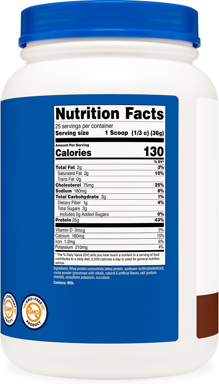 Nutricost Whey Protein Concentrate Powder (Unflavored) 2LBS, Gluten Free | GMO-Free