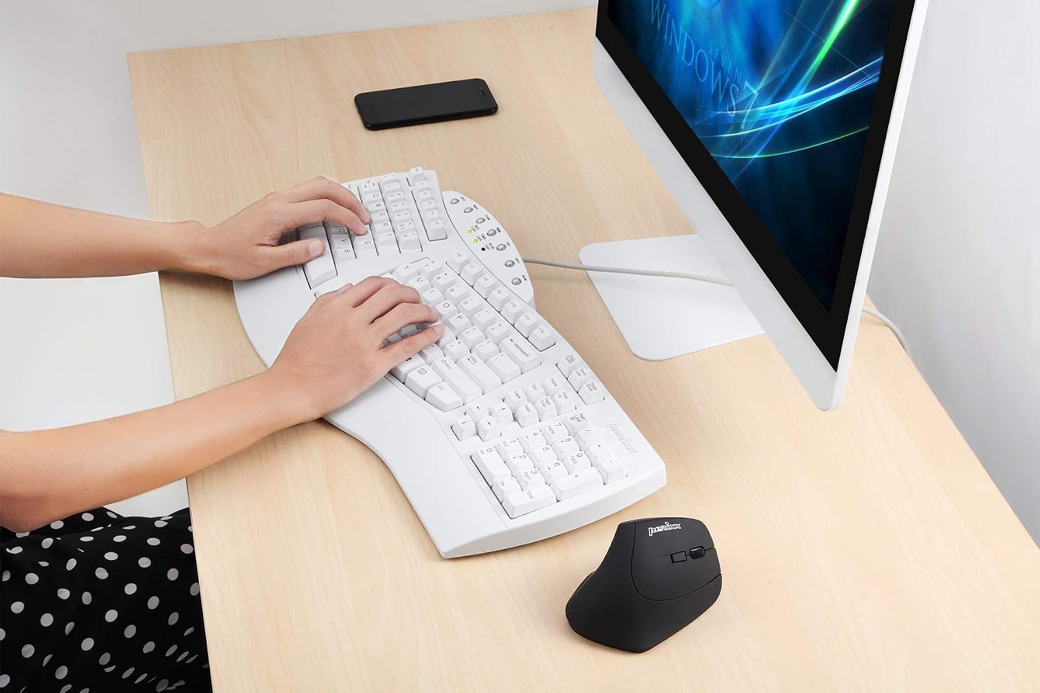 Perixx PERIBOARD-512B Wired Ergonomic Keyboard - Split Keyboard, Wrist Rest, Natural Typing - Wired USB Connectivity - US English - Black