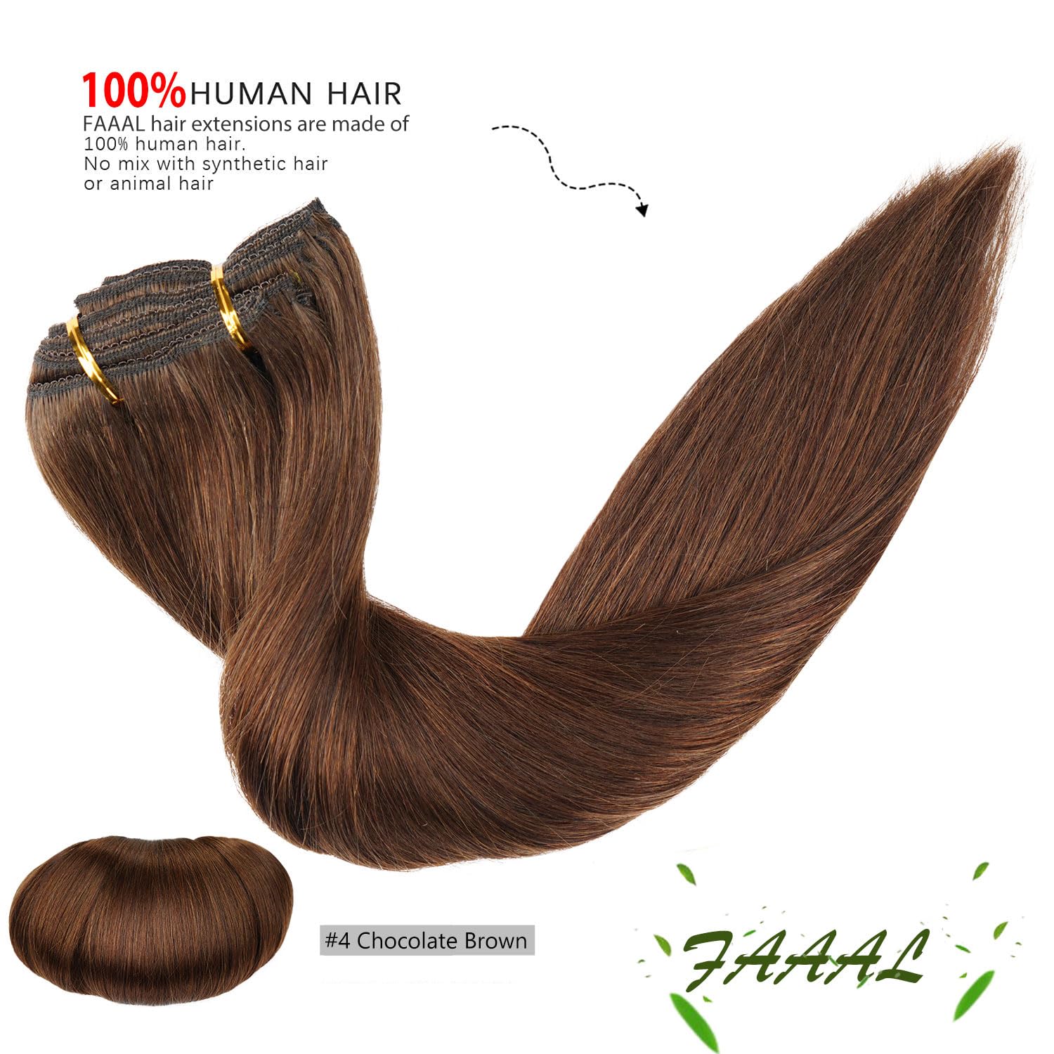 22" Clip in Human Hair Extensions Full Head 200g 10 Pieces 22 Clips Light Brown Double Weft Brazilian Real Remy Hair Extensions Thick Straight (22"