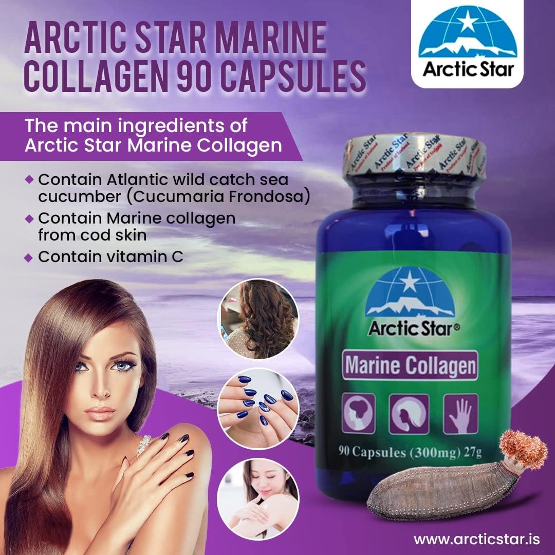 Arctic Star Marine Collagen-Vital Proteins Marine Collagen Peptides Supplement Pills for Healthy Skin Hair Nail - Hydrolyzed Collagen from Iceland