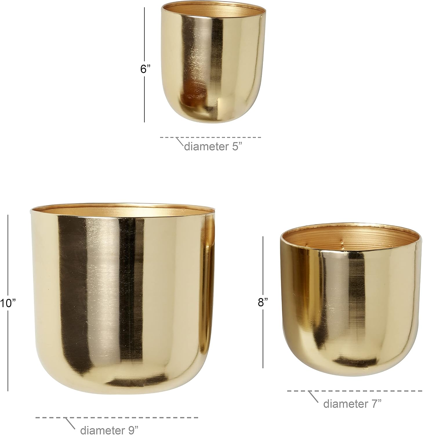 Deco 79 Metal Round Planter with Removable Stand, Set of 2 16", 13"H, Black