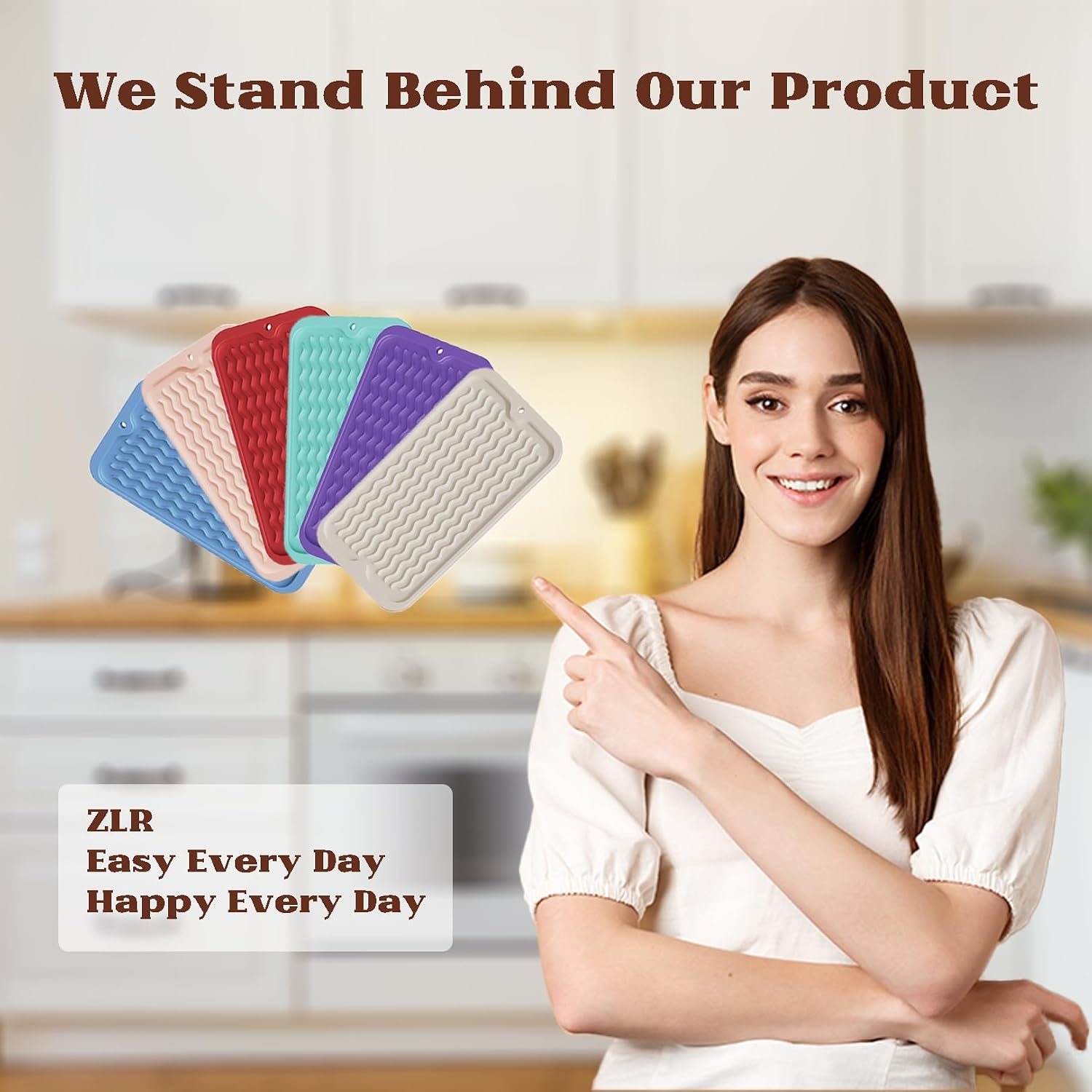 ZLR Silicone Dish Drying Mat for Kitchen Counter, Eco-Friendly Fast Dry Dish Mat, Easy Clean Multi Usage Drying Matt, Heat Resistant Trivet
