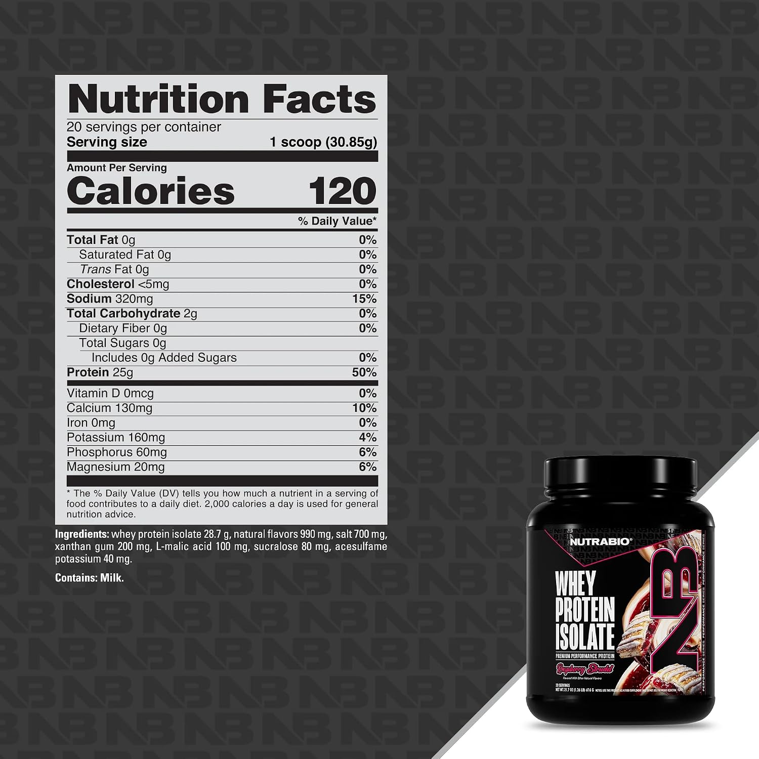 NutraBio 100% Whey Protein Isolate Protein Powder, 25g Protein with Complete Amino Acid Profile, Non-GMO, Soy & Gluten Free, Low Carb, Low Calorie Whey Protein Powder, Raw Unflavored, 20 Servings