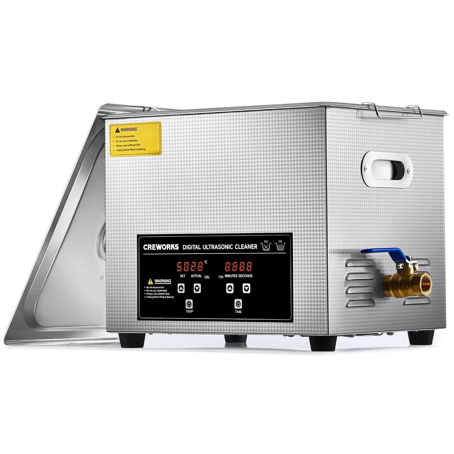 CREWORKS 3L Ultrasonic Cleaner, 0.8 gal Digital Sonic Cavitation Machine | 120W Stainless Steel Professional Jewelry Cleaner for Cleaning Tool Watch Glasses Retainer Denture Parts with Heater & Timer