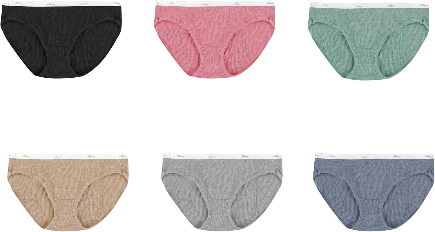 Hanes women's Hi-Cut Panties Pack, Lightweight Cotton Hi-Cuts, 6-Pack (Retired, Colors May Vary)