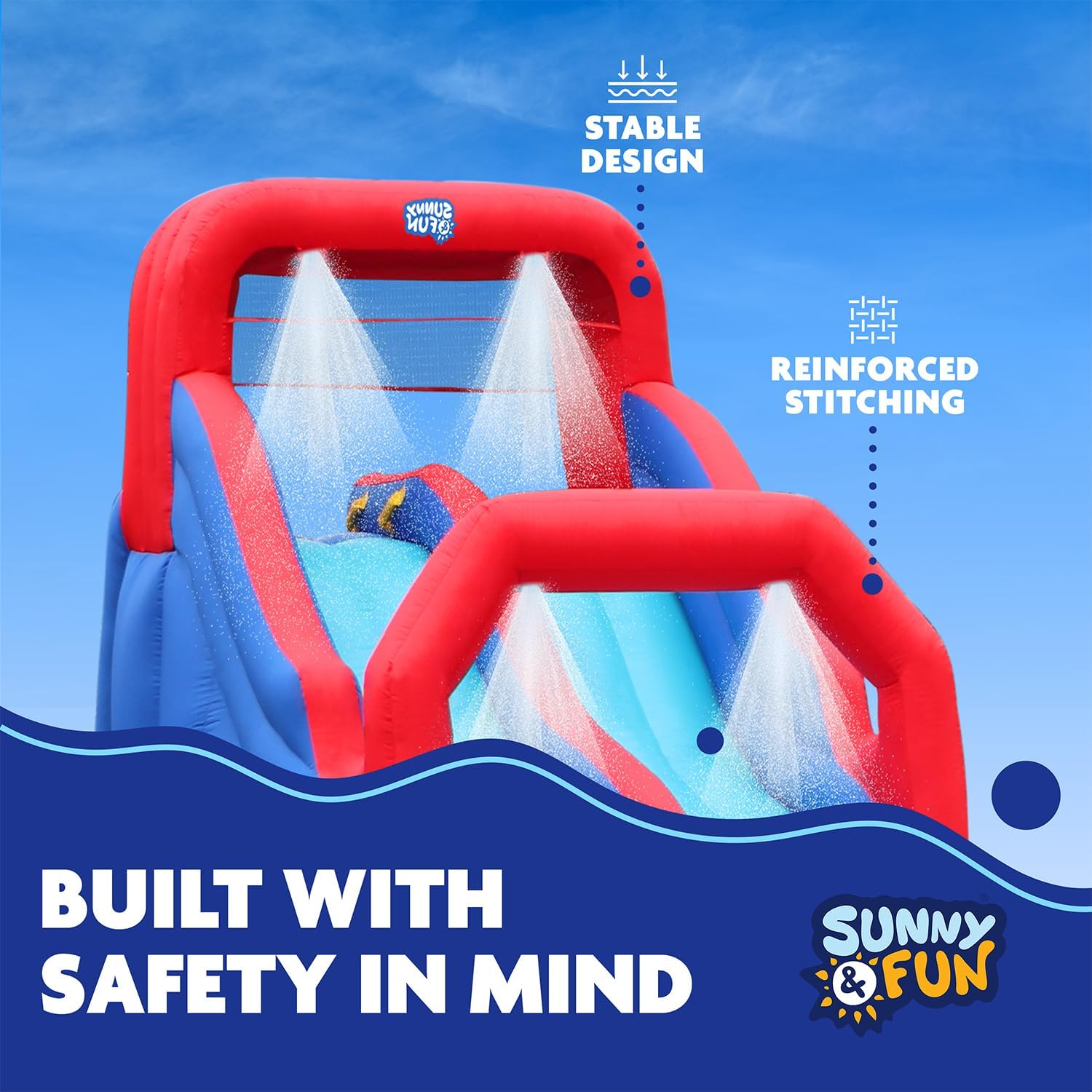 SUNNY & FUN Dual Splash Inflatable Water Slide Park with Racing Slides