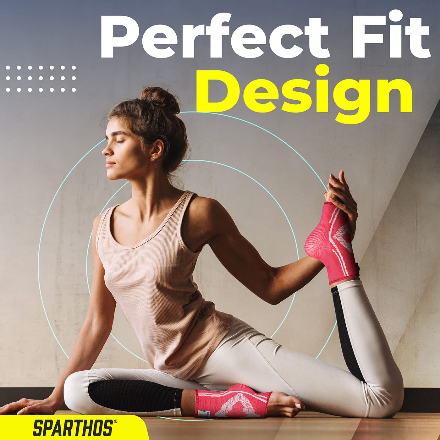 Sparthos Ankle Brace for Women & Men, Foot Compression Sleeve - Black-M | Plantar Fasciitis Socks, Arch Support, Ankle Wrap for Sprained Ankle, Achilles Tendonitis, Heel Pain & Swelling Relief, Pair