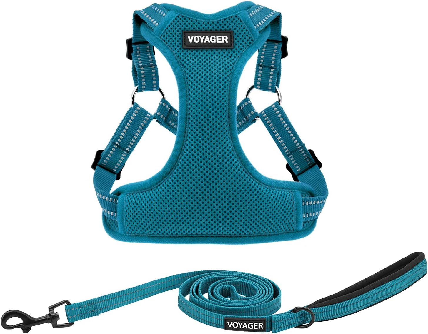 Voyager Step-in Flex Adjustable Dog Harness - Black, Medium | 17 - 21" in Chest, Fully Adjustable, Reflective Bands, All Weather Breathable Air Mesh, Lightweight, Fast Drying