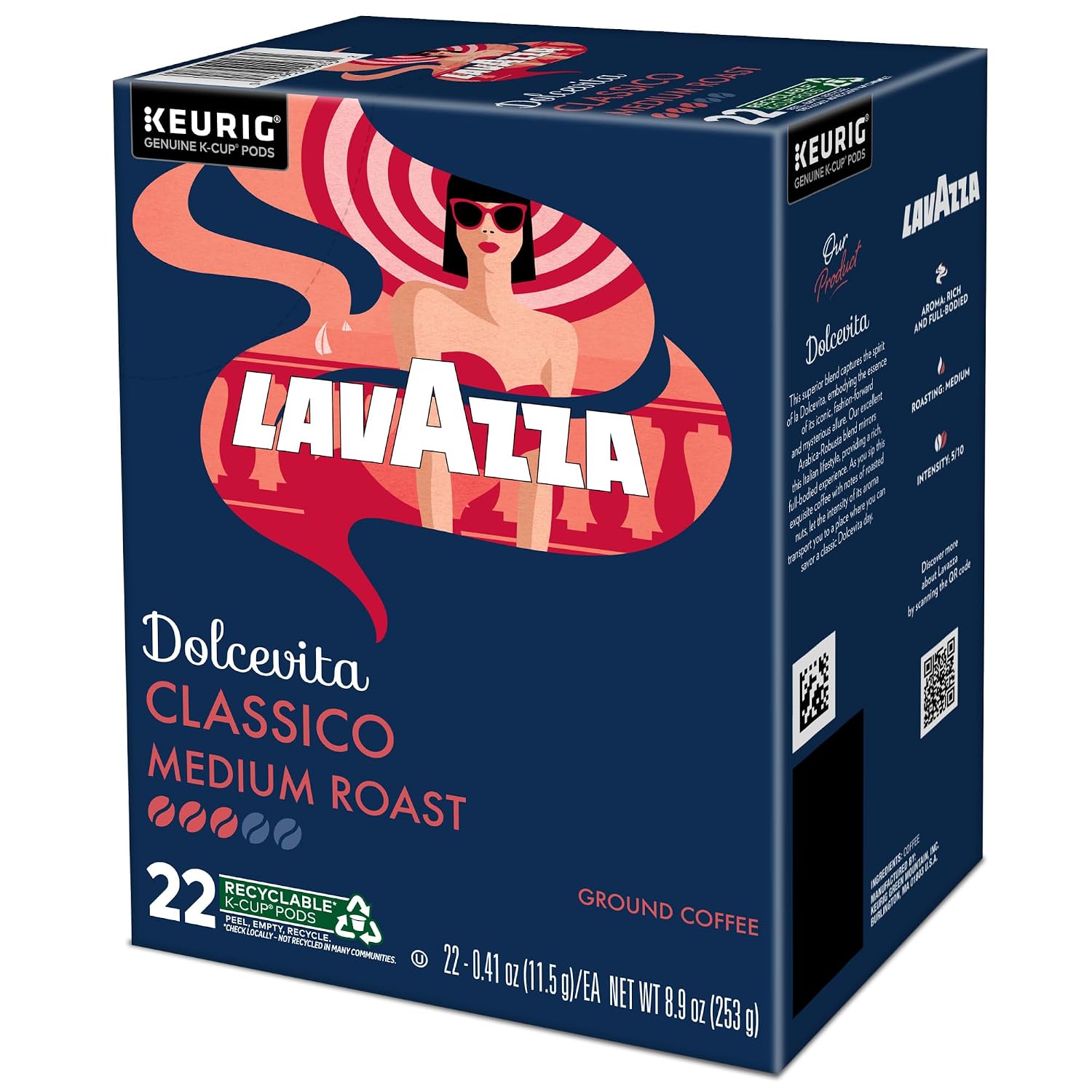 Lavazza Espresso, Single-Serve Keurig K-Cup Pods, Medium Roast Coffee, 32-Count Box