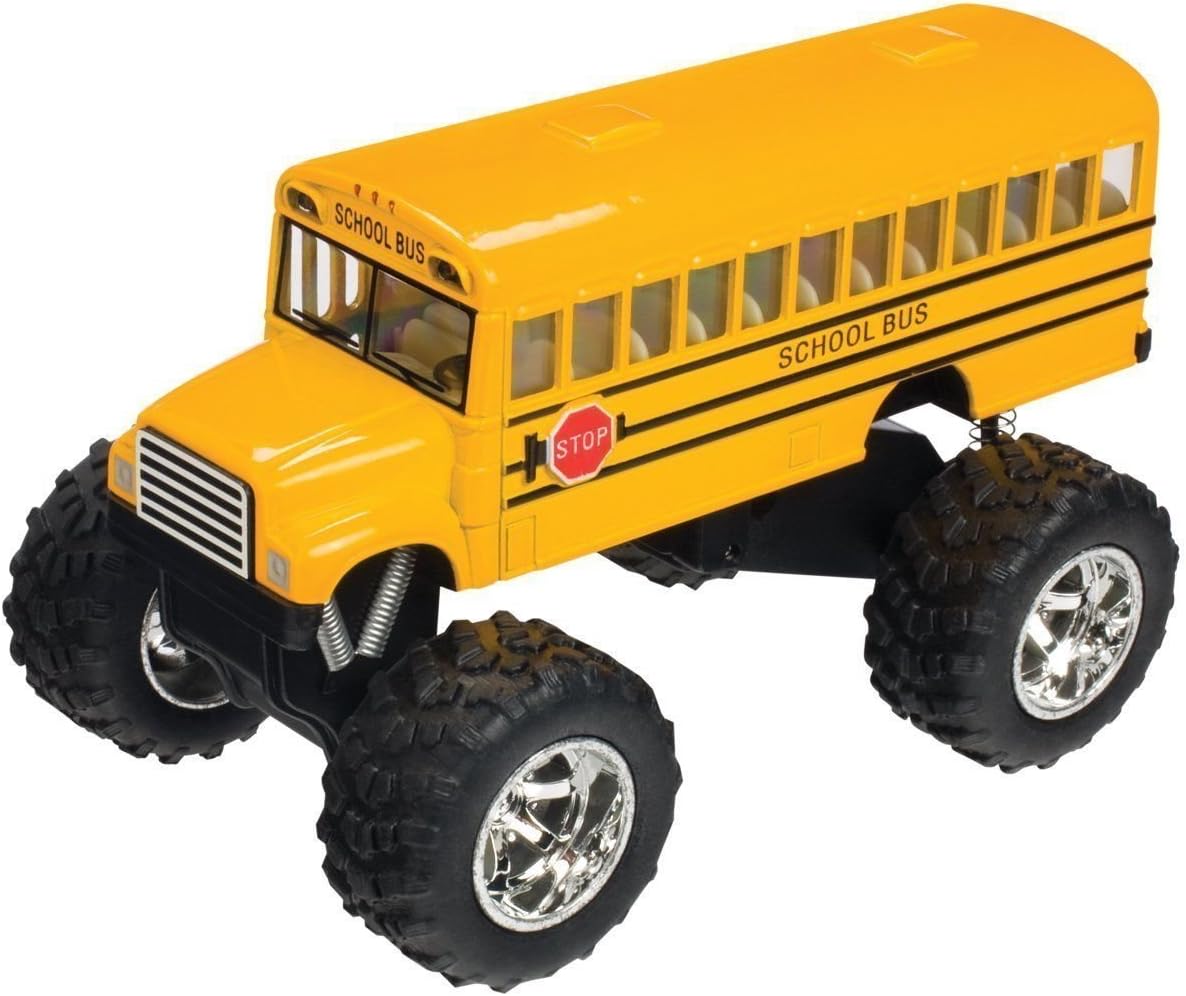 5" Monster School Bus Die Cast Metal Model, Pullback Action Toy Monster Truck