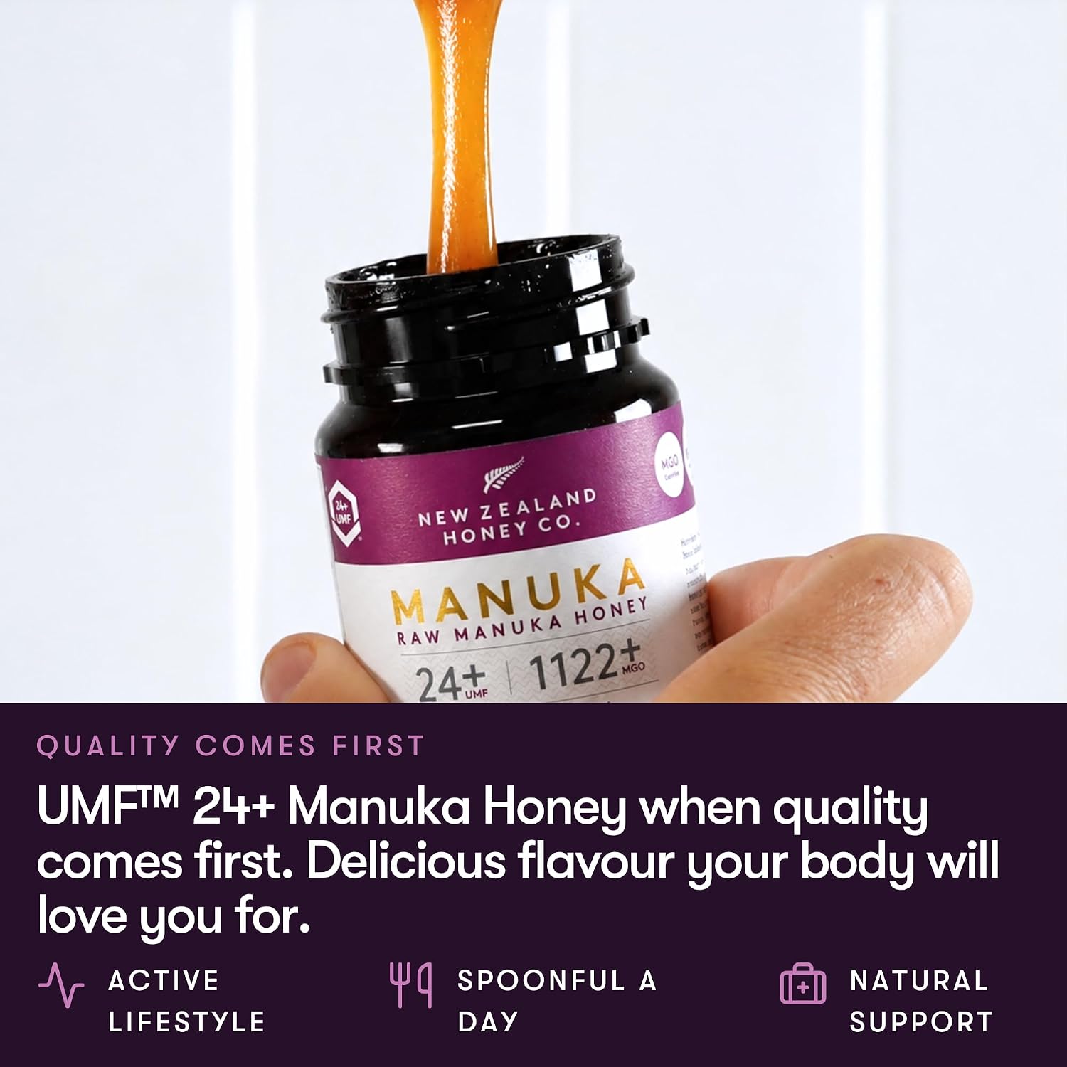 Raw Manuka Honey UMF 24+ MGO 1122+, UMF Certified, 3rd Party Tested, 8.8oz