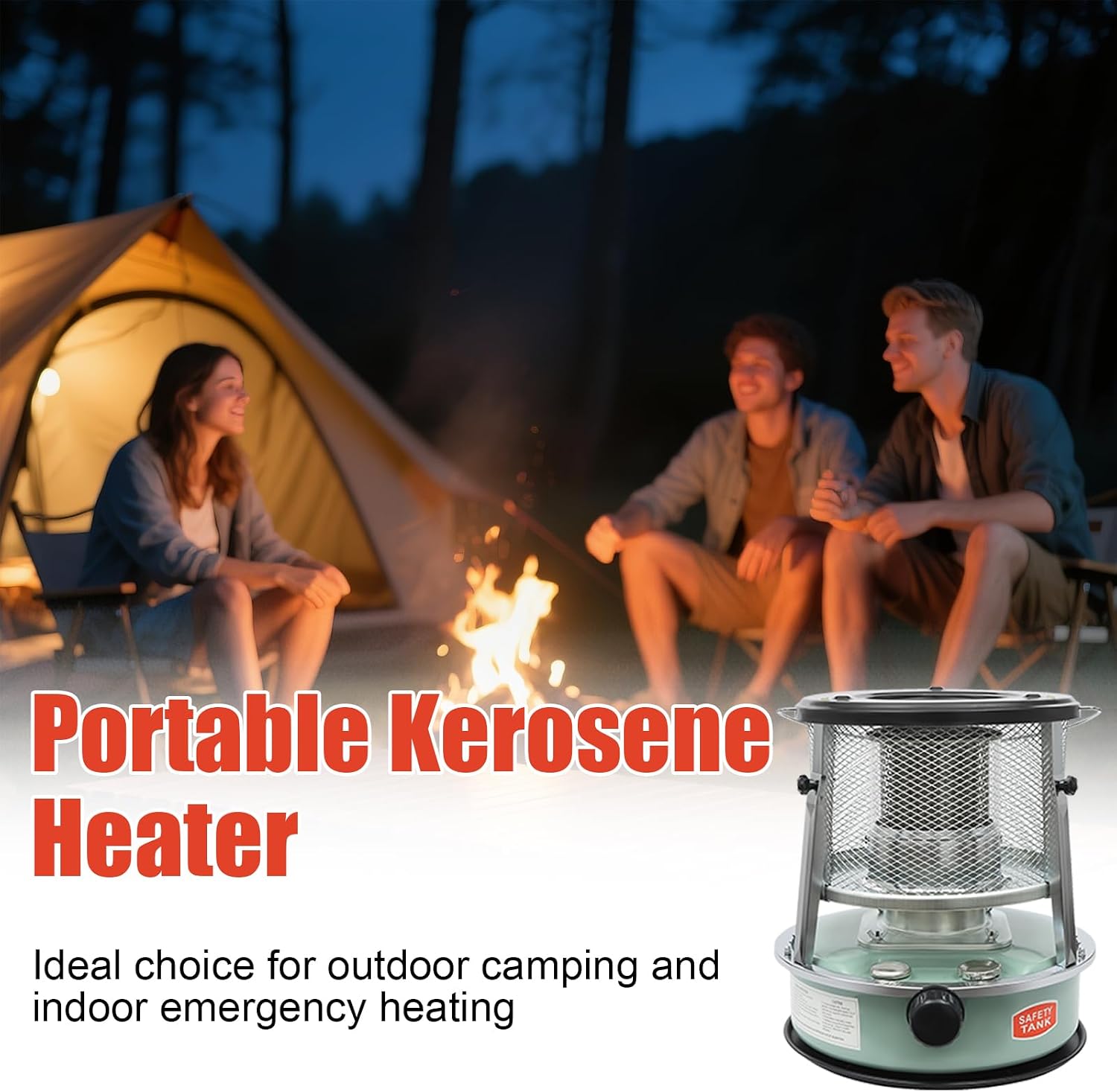 Kerosene Heater, 2600W Kerosene Portable Heaters for Outing Camping & Indoor Use with Handle, Emergency Oil Heater for Heating, Garage, Cooking(4.6L)