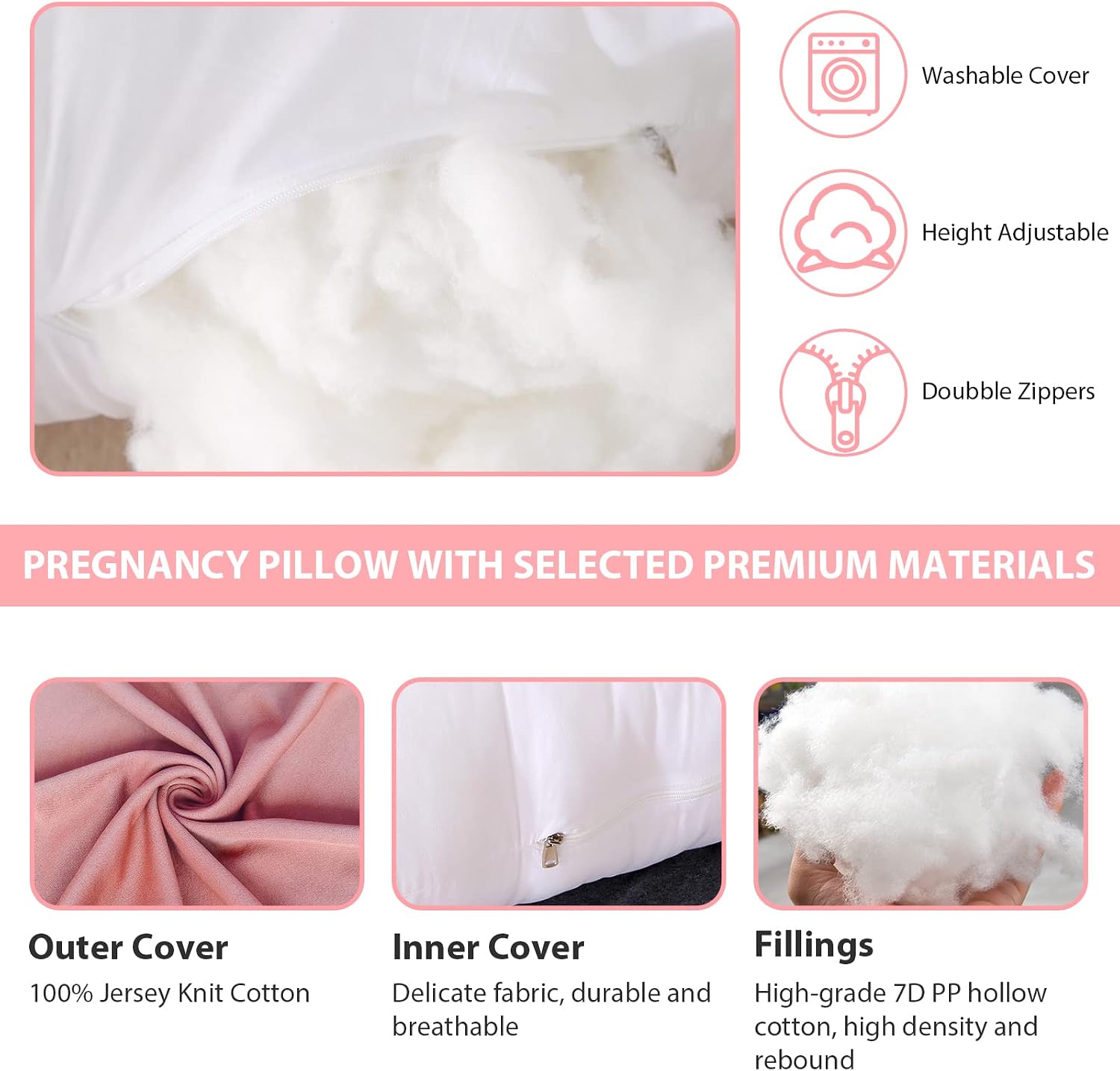 Victostar Pregnancy Pillow,57 inches U Shaped Maternity Pillow with Removable Cover Full Body Pillow Support for Back, HIPS, Legs, Belly (Dark Gray)