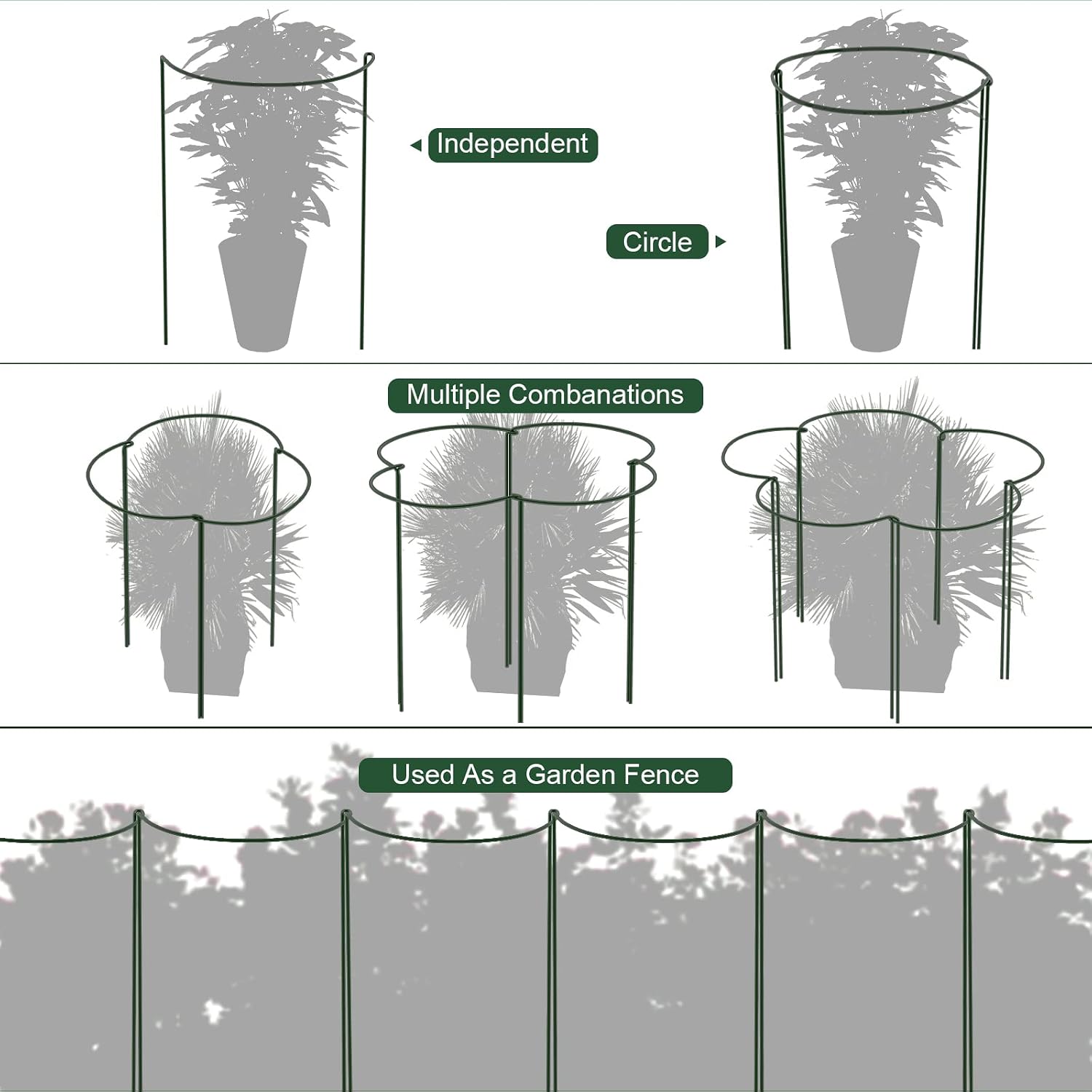 FEED GARDEN Peony Cages and Supports, 6 Pack Plant Support Stakes for Outdoor & Indoor Plants